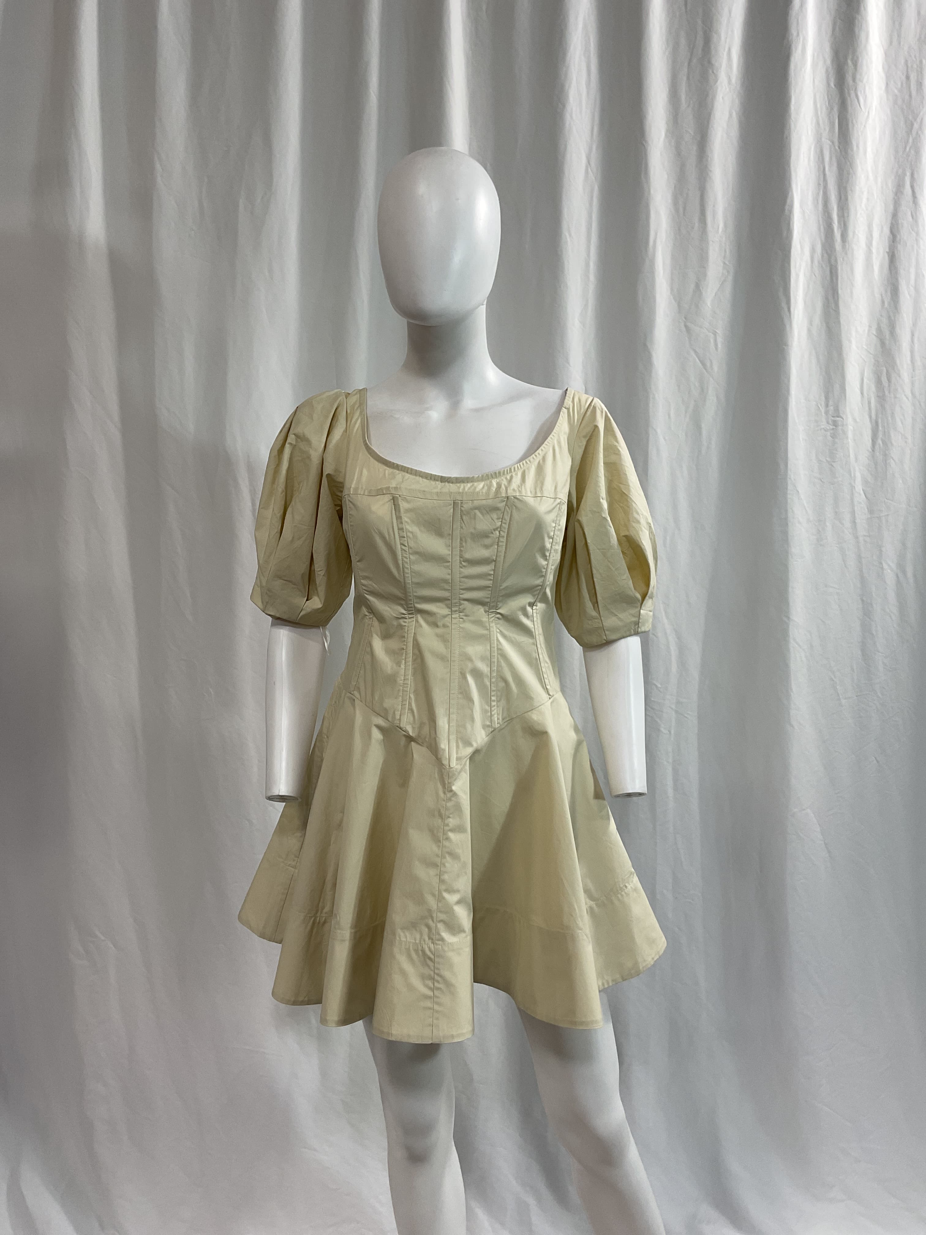 Poplin Sculptural Mini Dress In Hay - Image 4