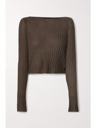 Cropped Ribbed Wool Sweater - Image 1