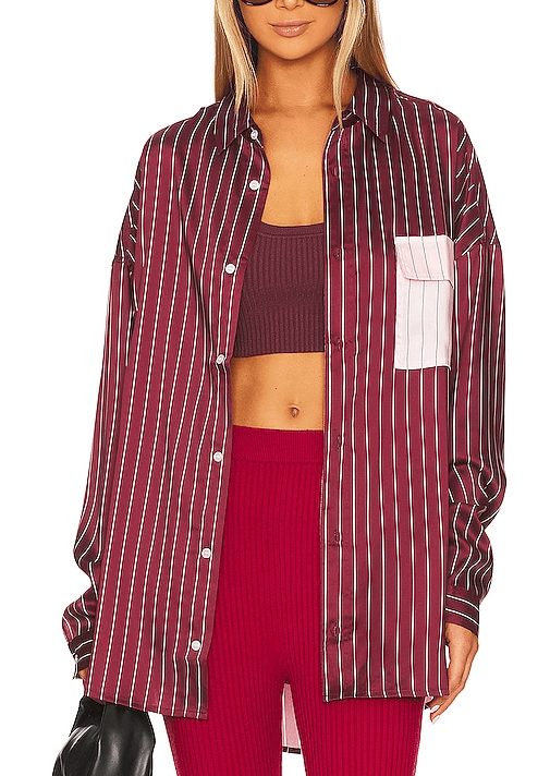 Felicia Shirt In Burgundy & Pink - Image 1