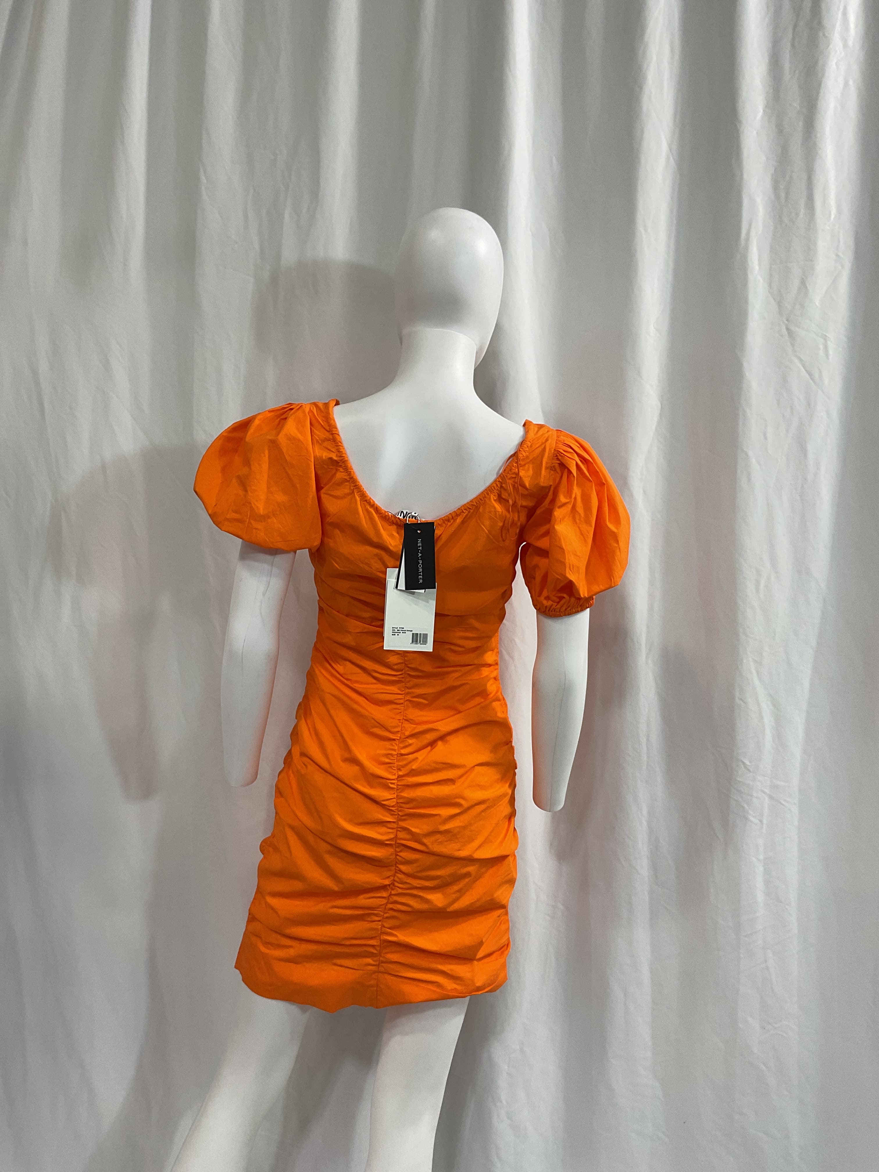 Bow-Detailed Ruched Cotton-Poplin Mini Dress - Image 3