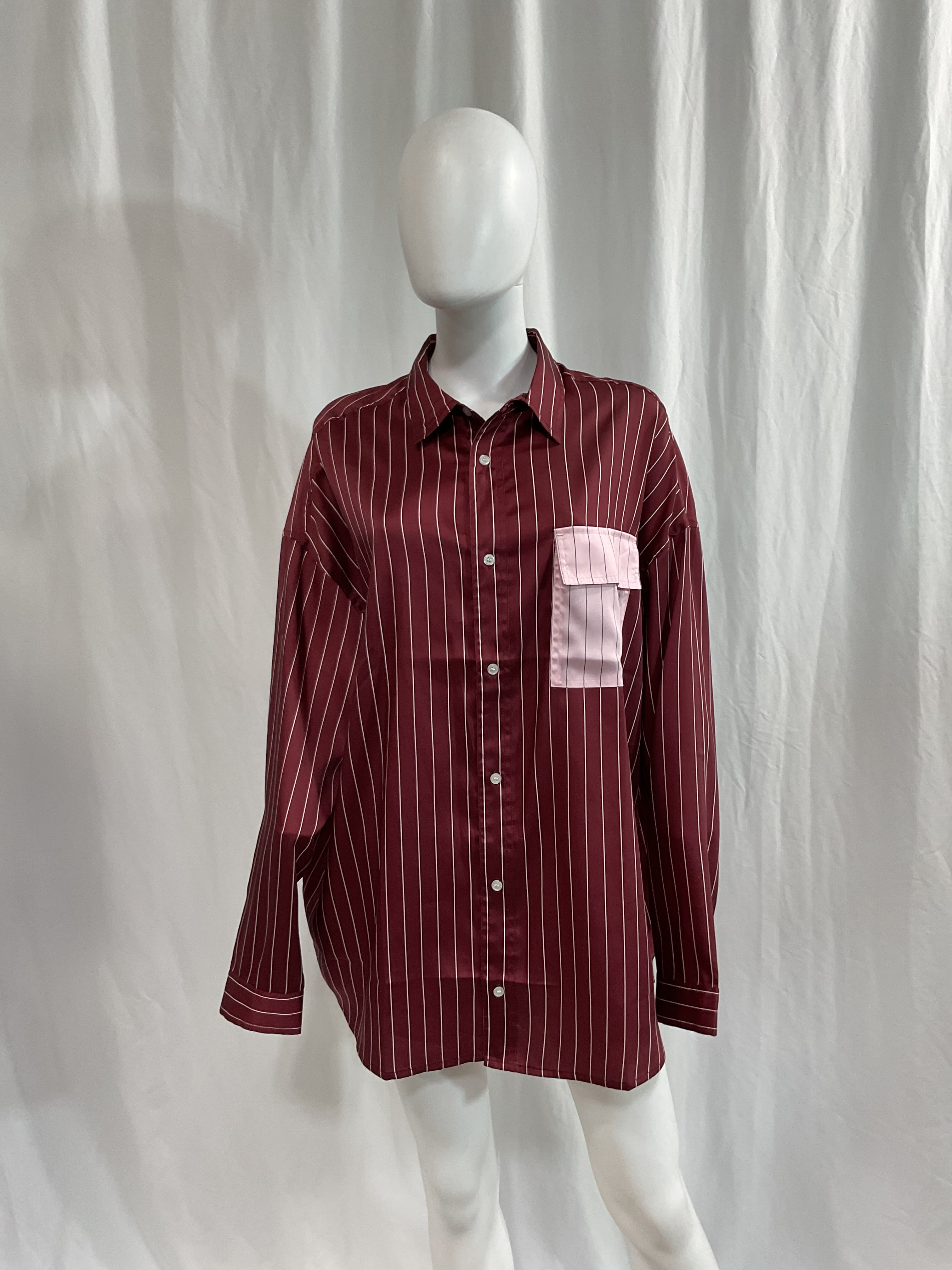 Felicia Shirt In Burgundy & Pink - Image 3