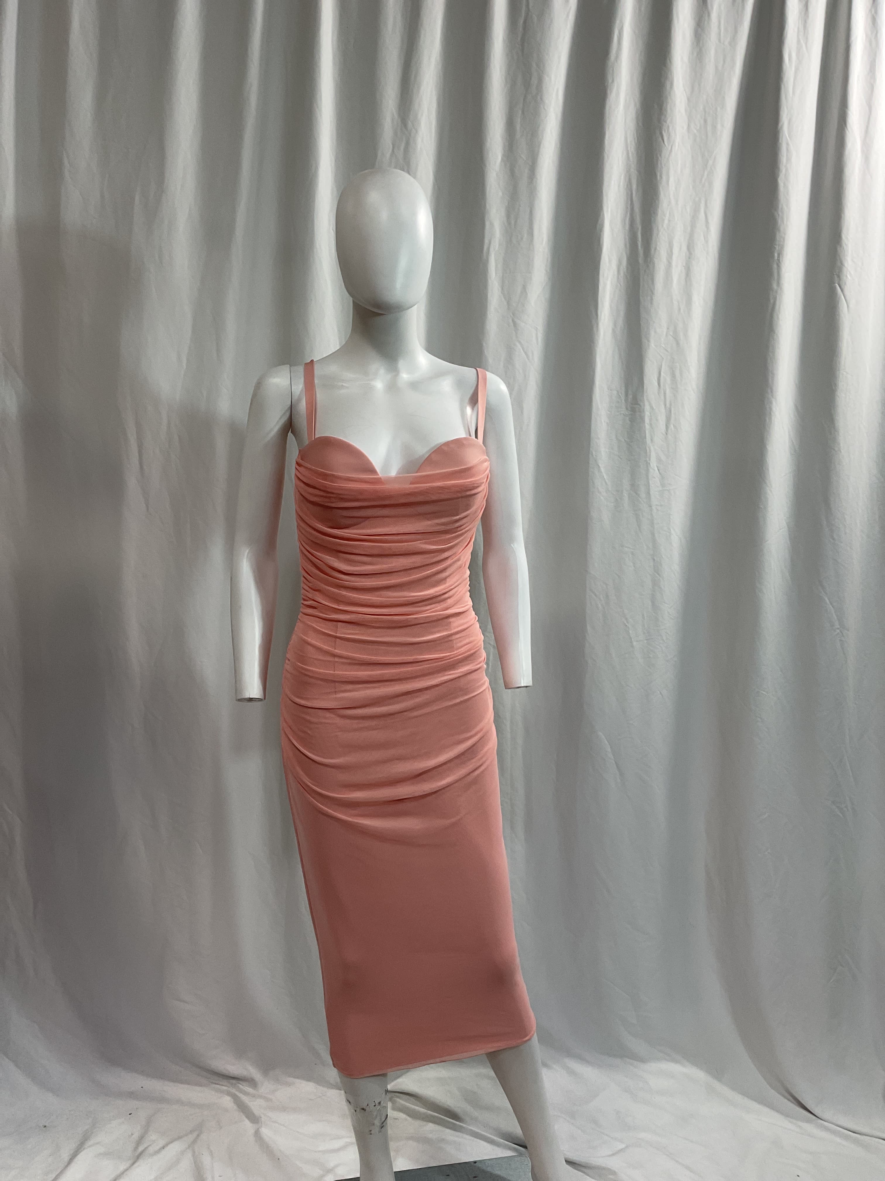 Petite Bandage Figure Form Knit Organza Frill Midaxi Dress - Image 4