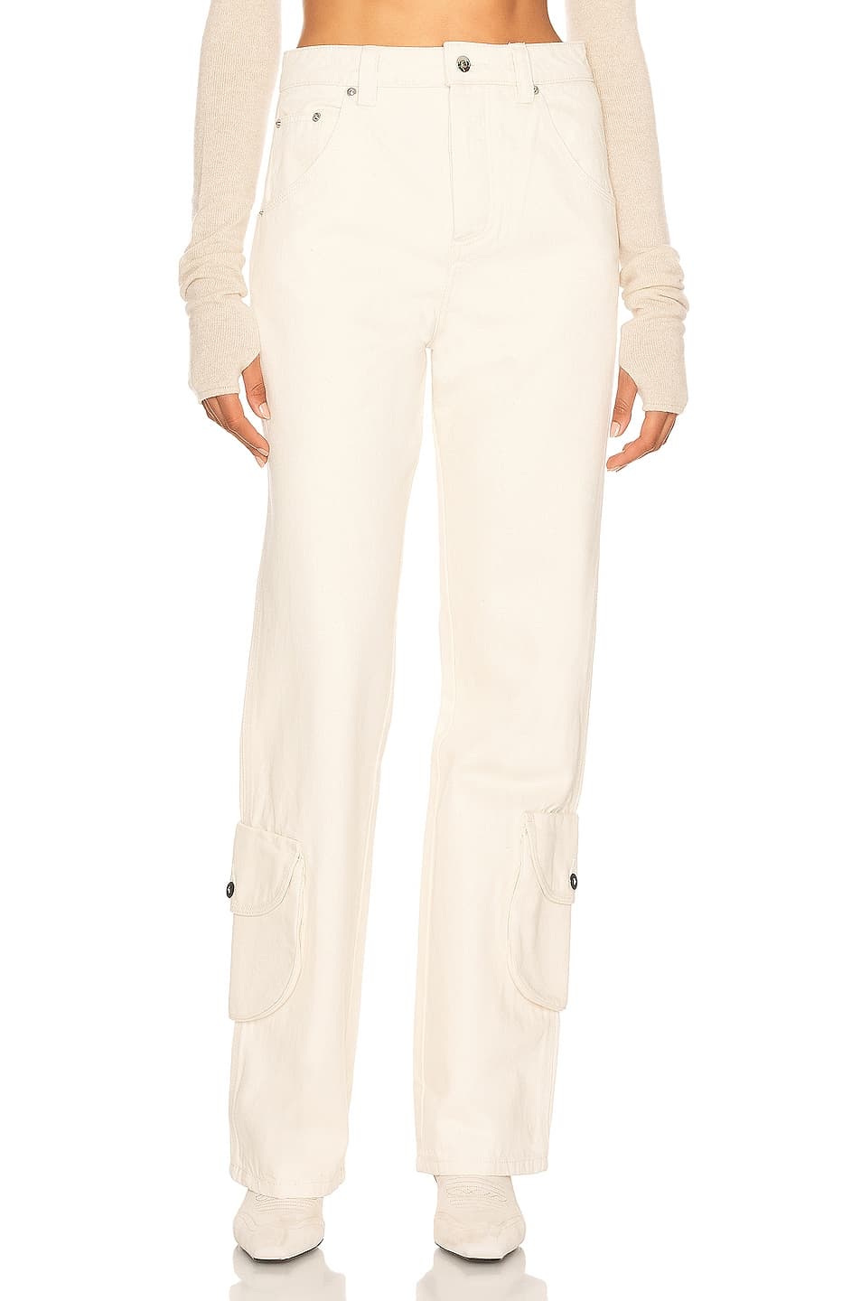 Straight Leg Workwear Pants In Ecru - Image 1