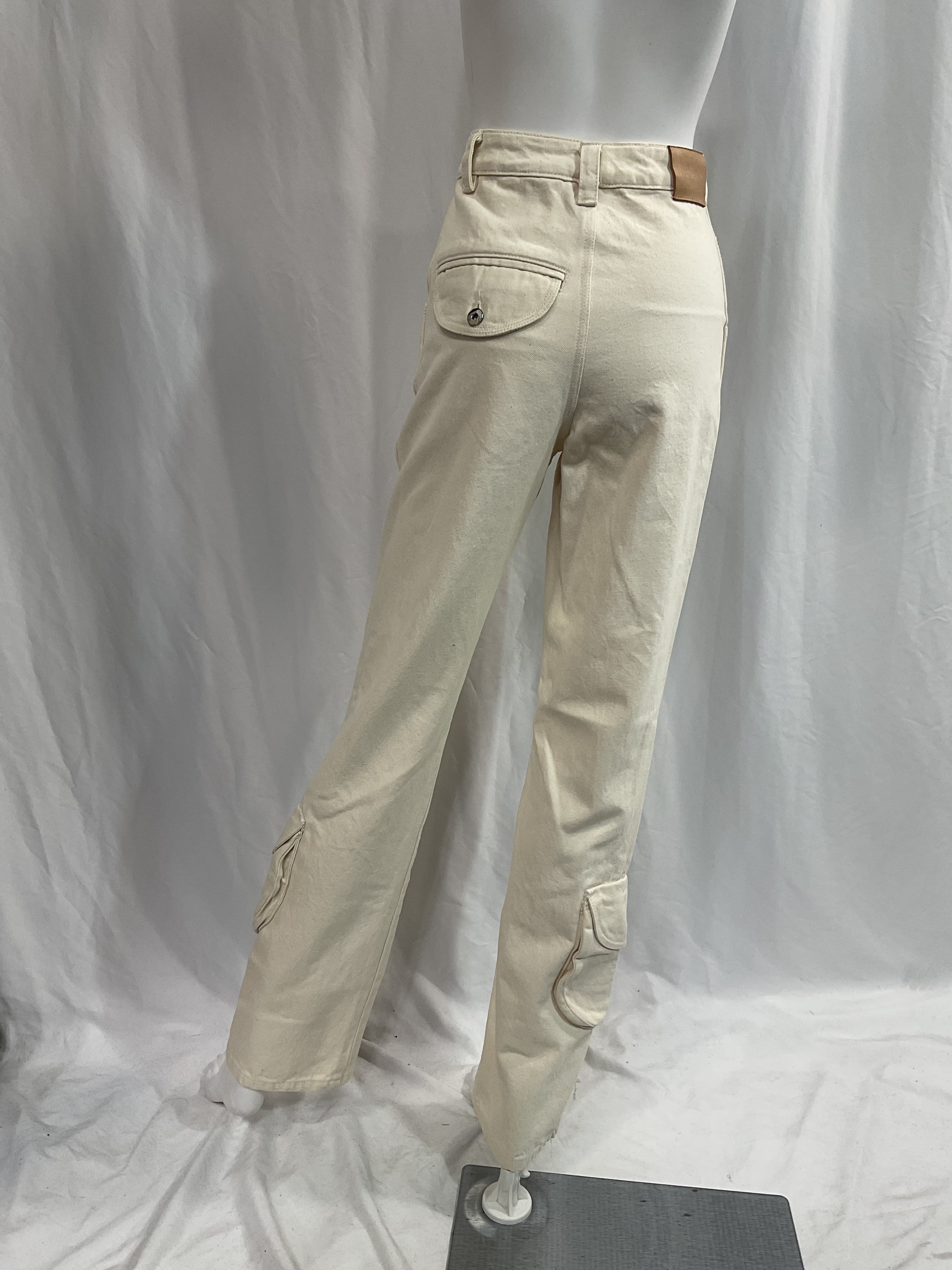 Straight Leg Workwear Pants In Ecru - Image 2