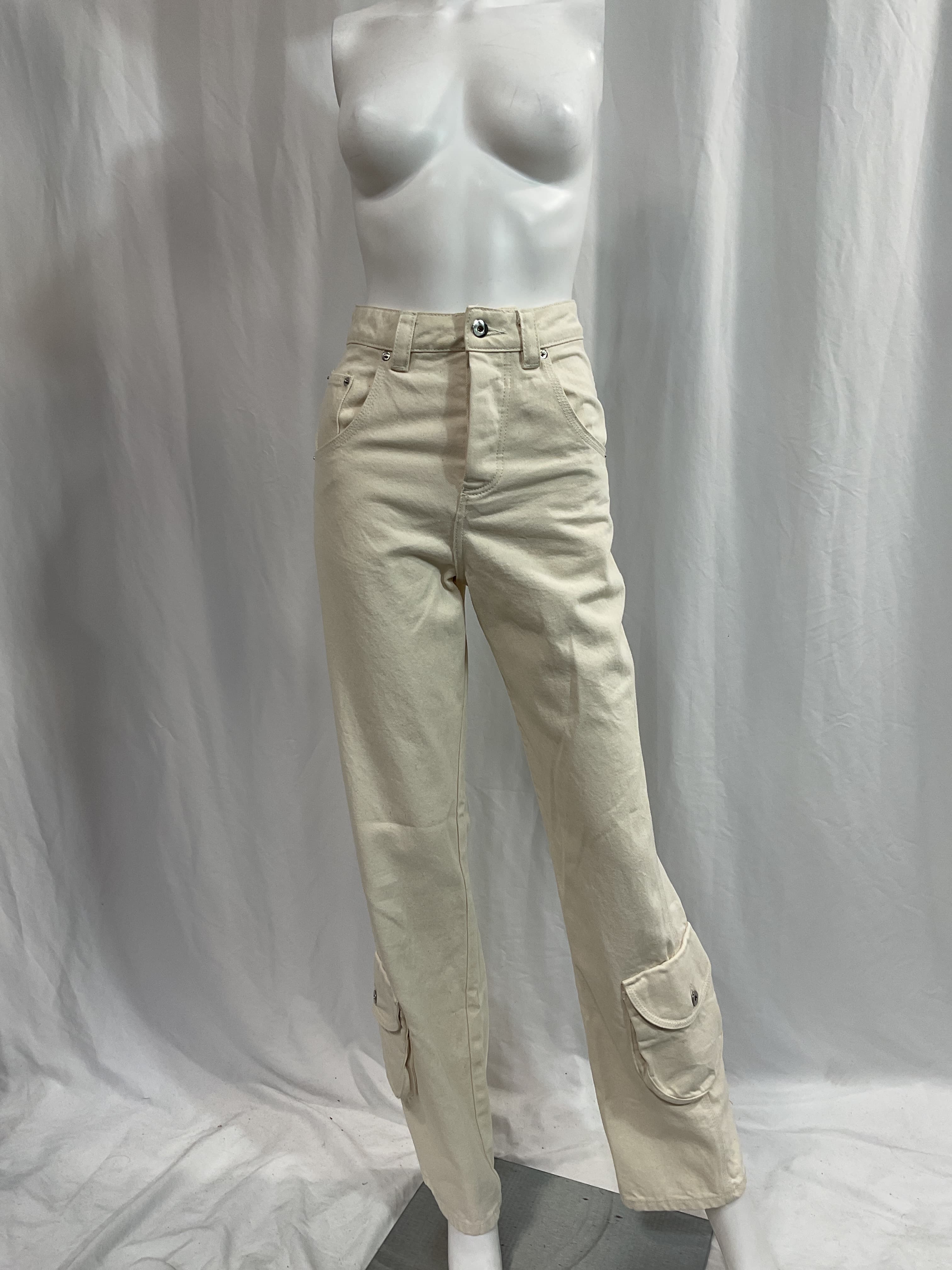 Straight Leg Workwear Pants In Ecru - Image 4