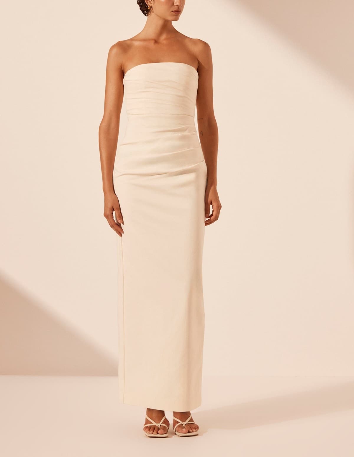 Lani Strapless Draped Maxi Dress - Rice - Image 1