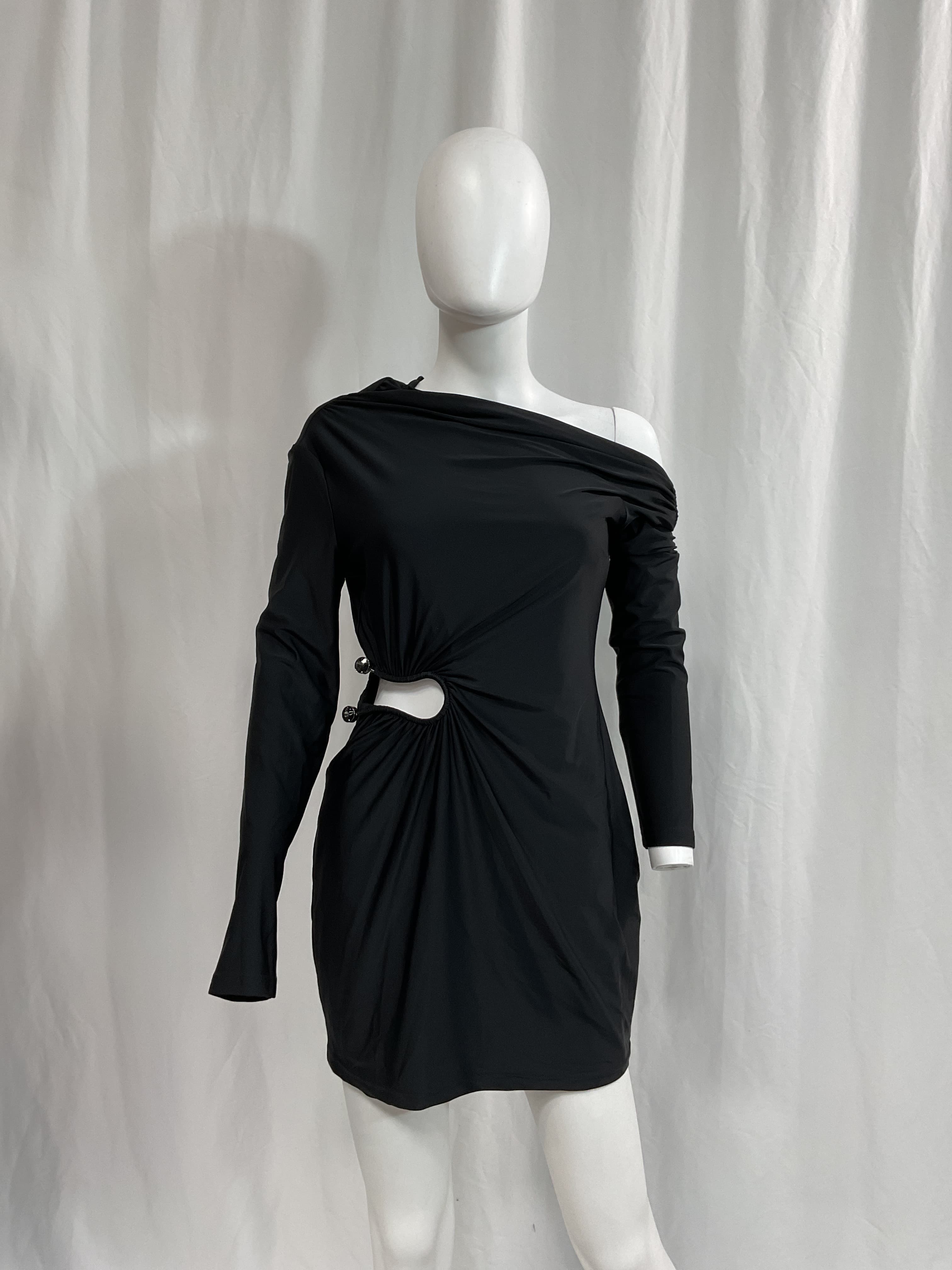 Jersey Cut Out Mini Dress In Black - Image 2