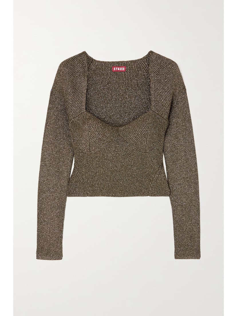 Cerro Metallic Ribbed-Knit Top - Image 1