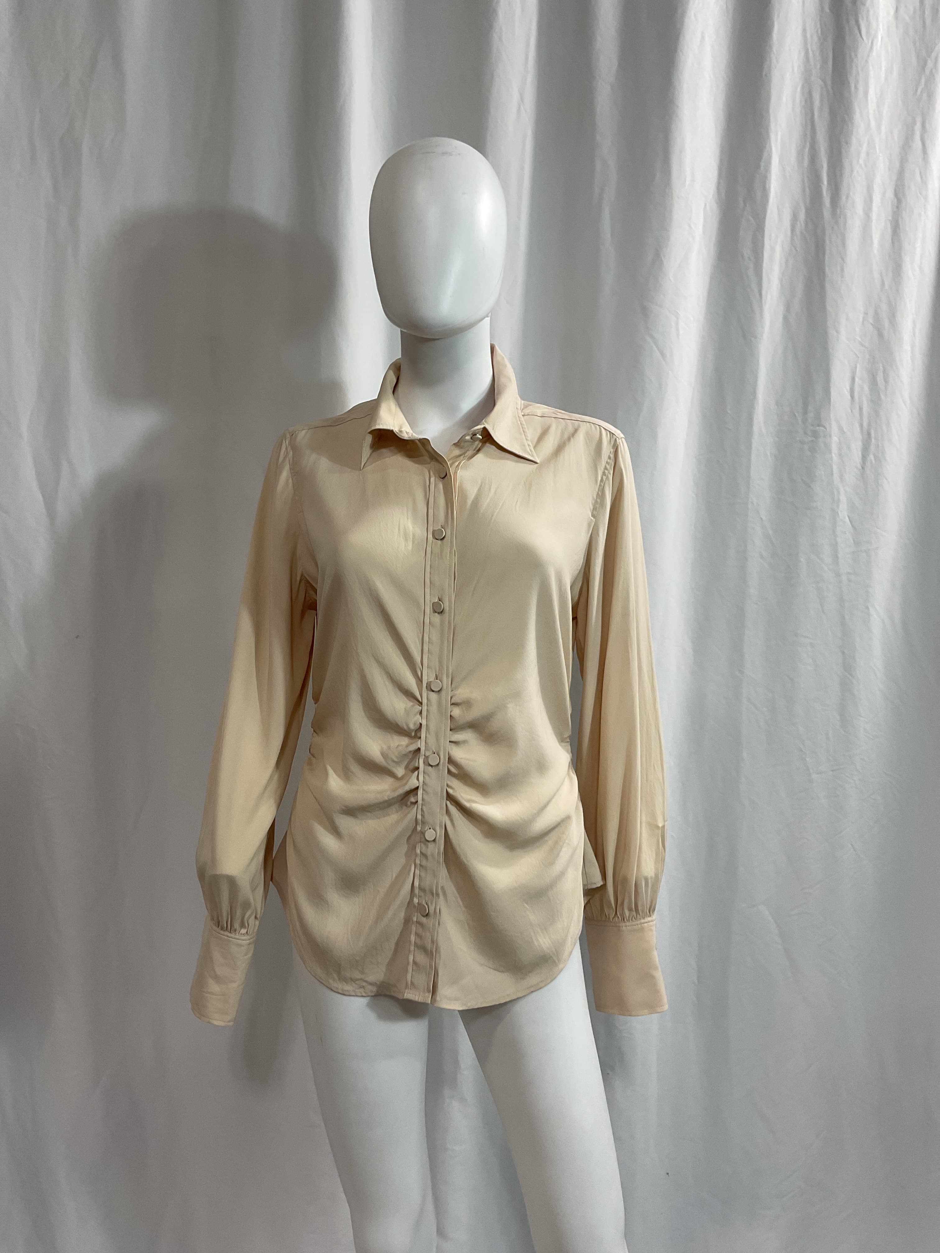 Ruched Silk-Blend Satin Shirt - Image 2