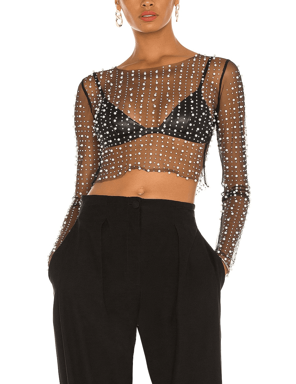 Look And Glisten Pearl Mesh Top - Image 1
