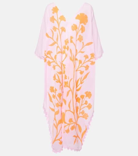 Scalloped Floral Cotton Kaftan - Image 1