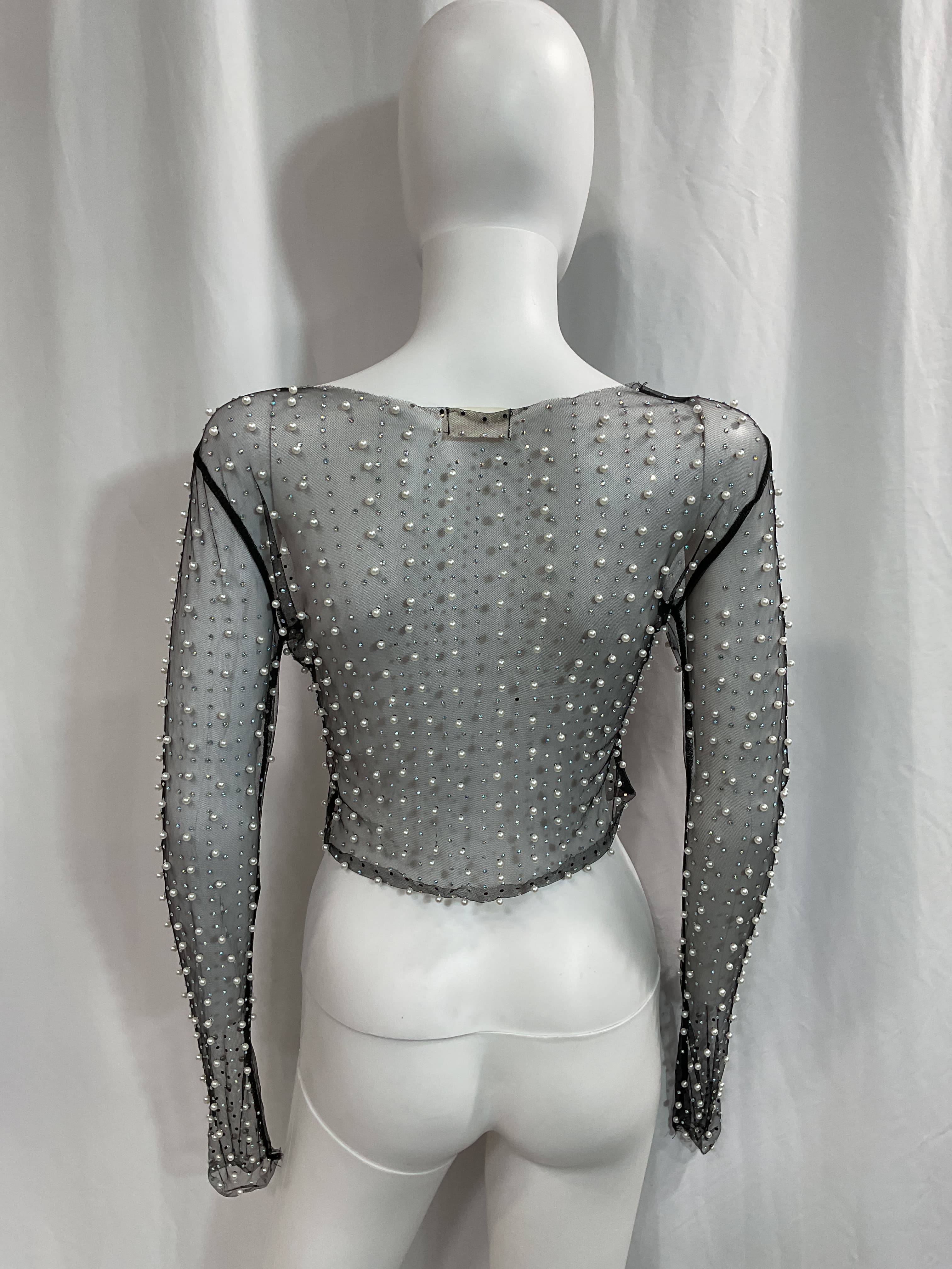 Look And Glisten Pearl Mesh Top - Image 2