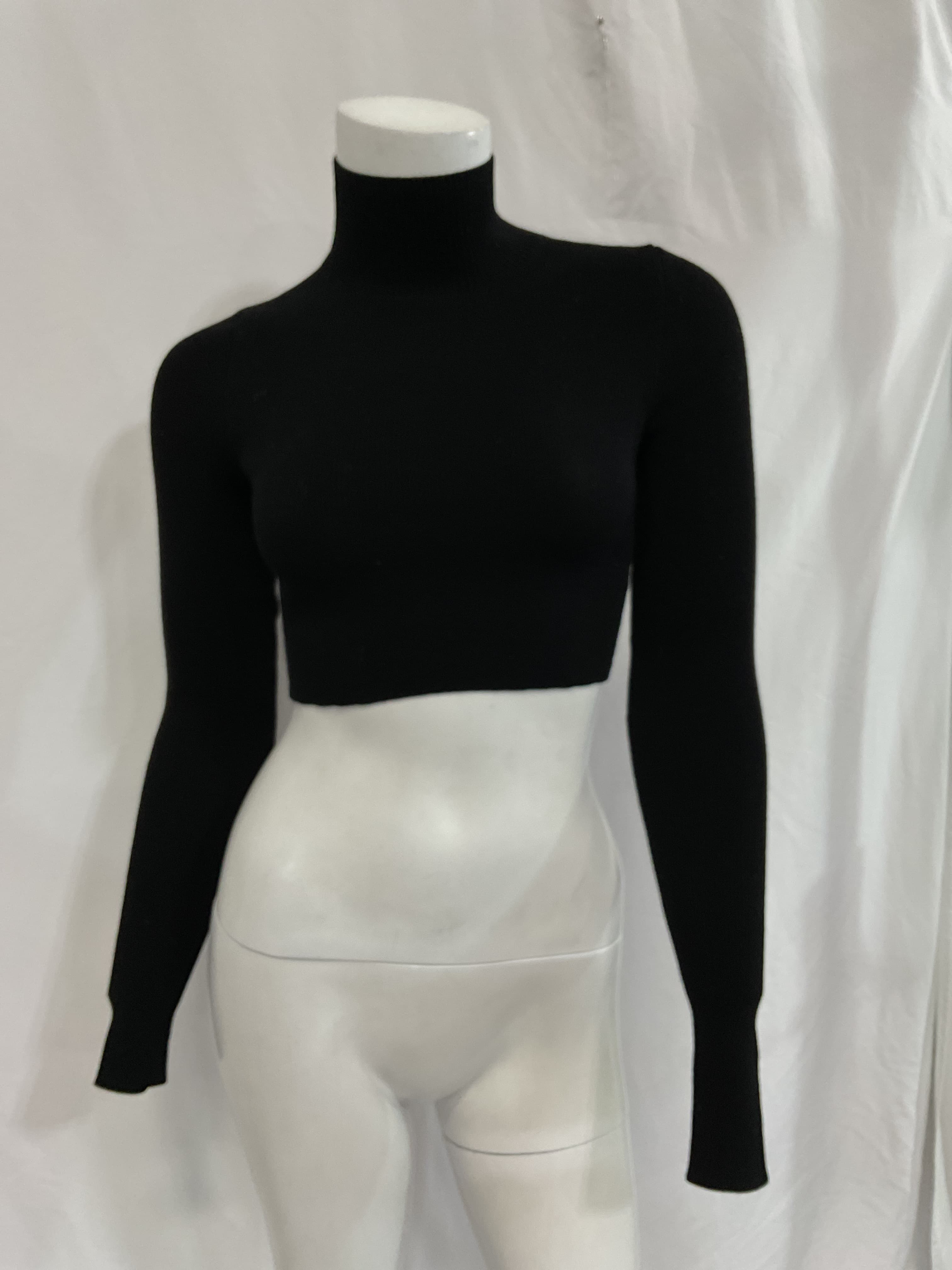 Cara Cropped Knit Mock Neck In Black - Image 3