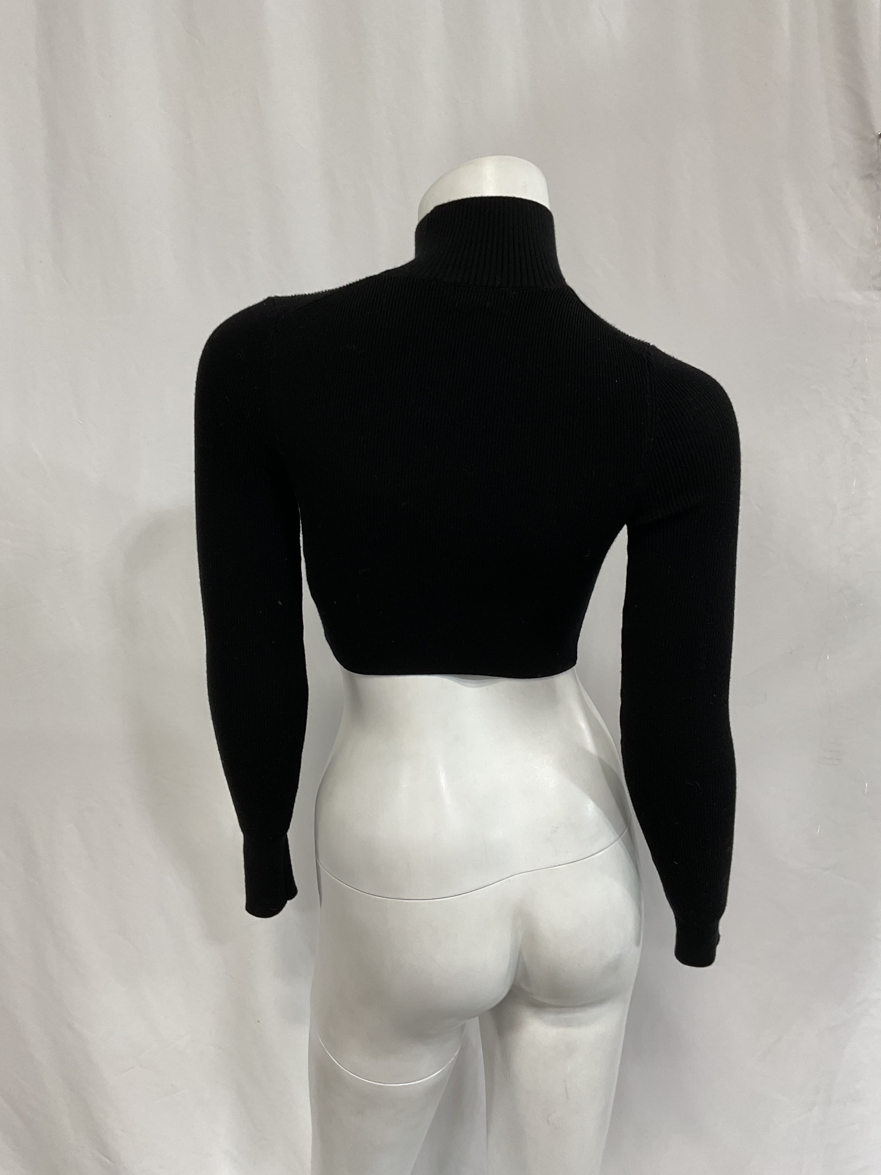 Cara Cropped Knit Mock Neck In Black - Image 4