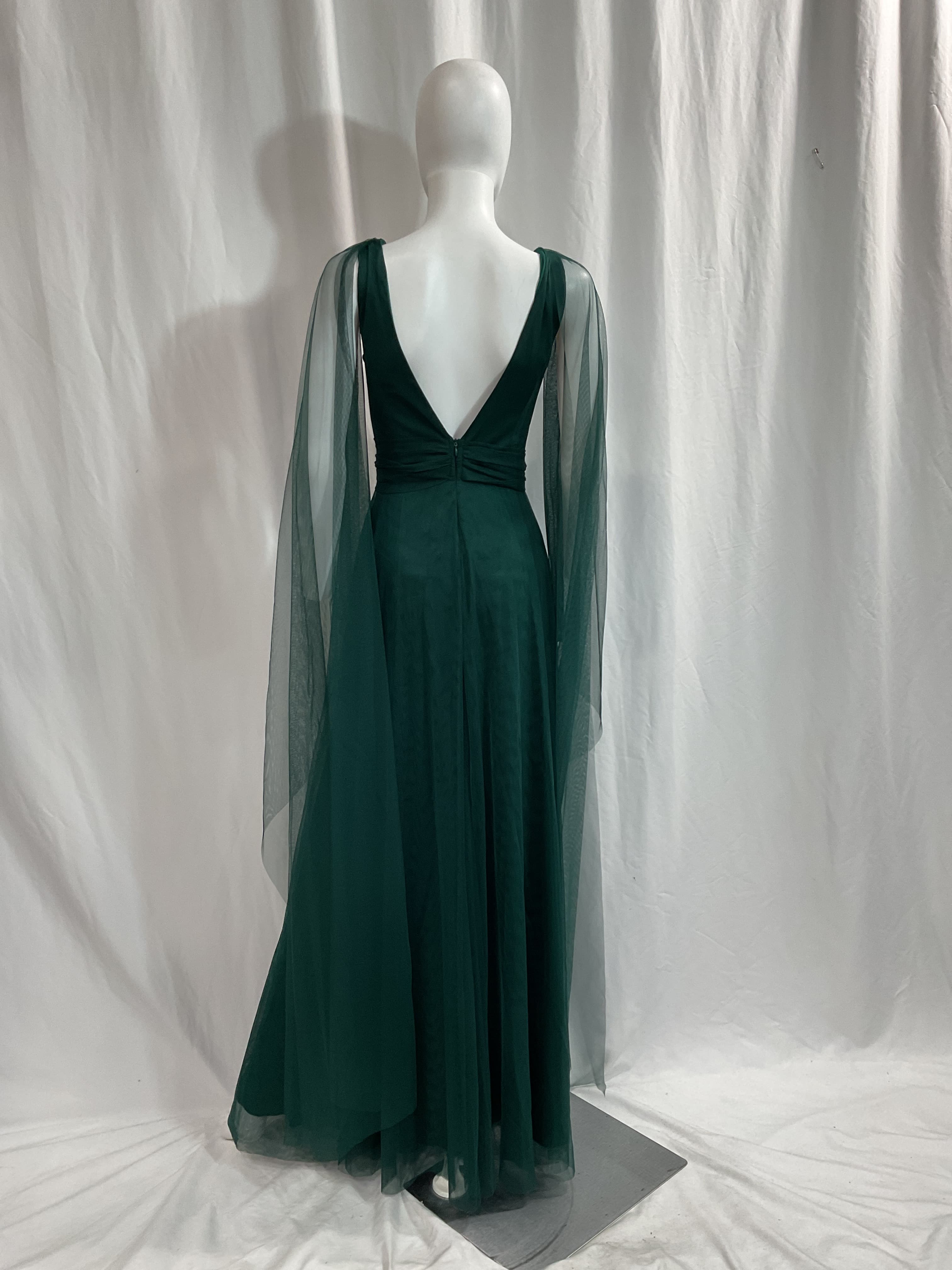 Terracotta Tulle Evening Gown Emerald Green - Image 2