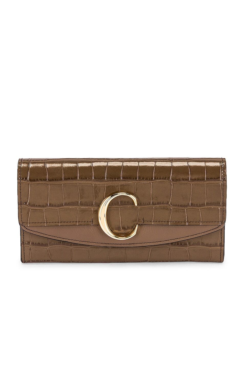 C Embossed Croc Clutch - Image 1