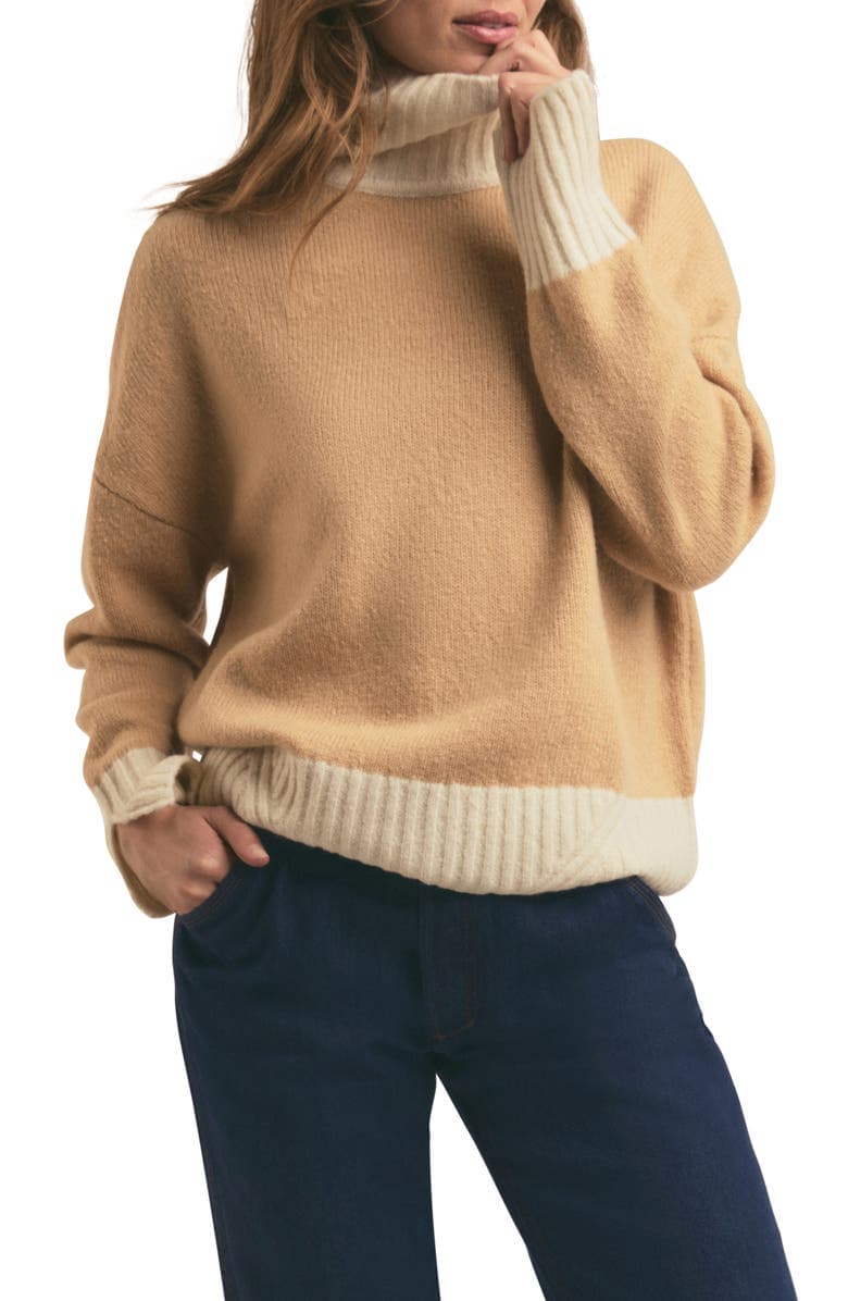 The Andi Contrast Rib Turtleneck Wool & Cashmere Blend Sweater - Image 1