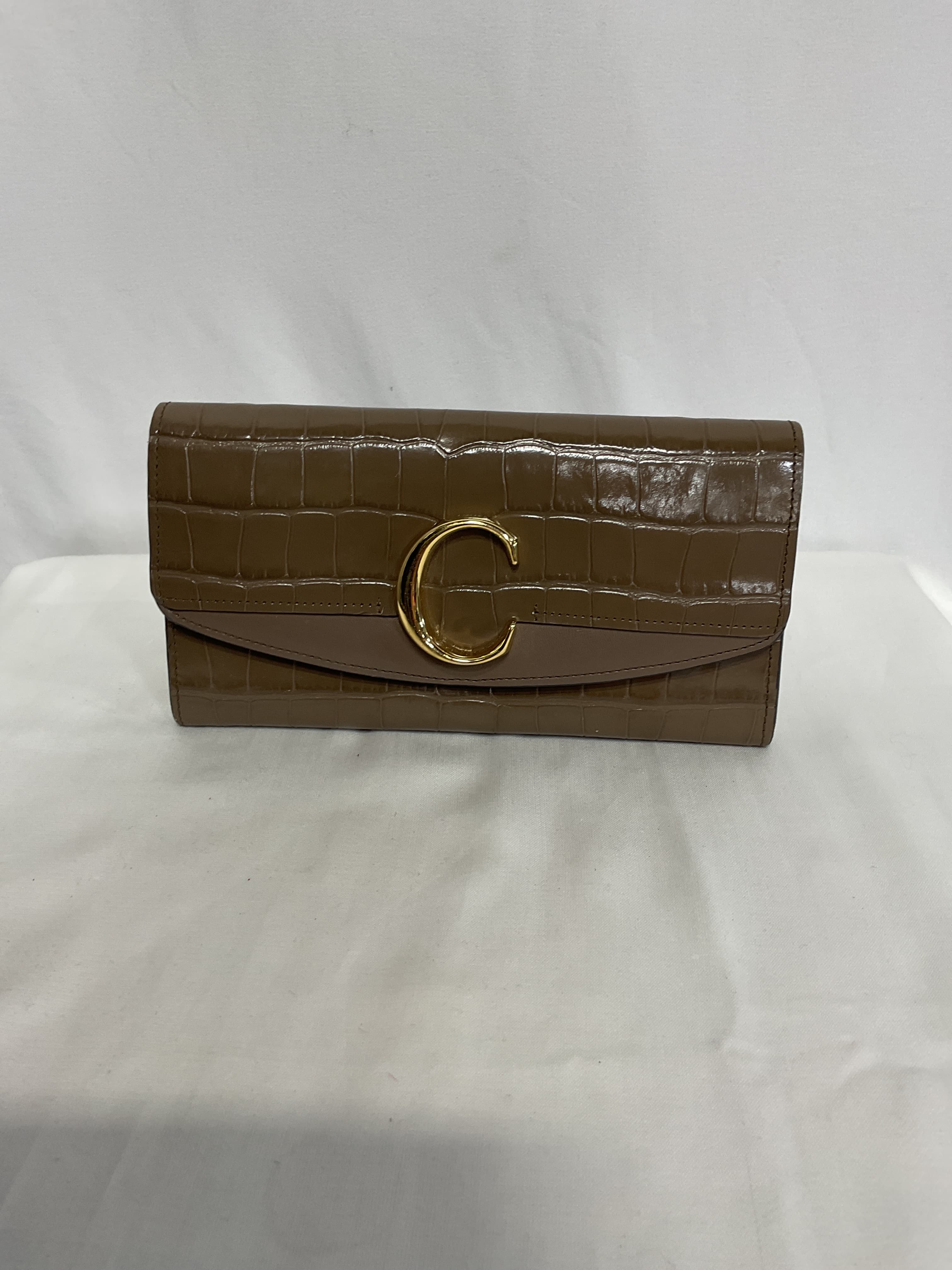 C Embossed Croc Clutch - Image 2