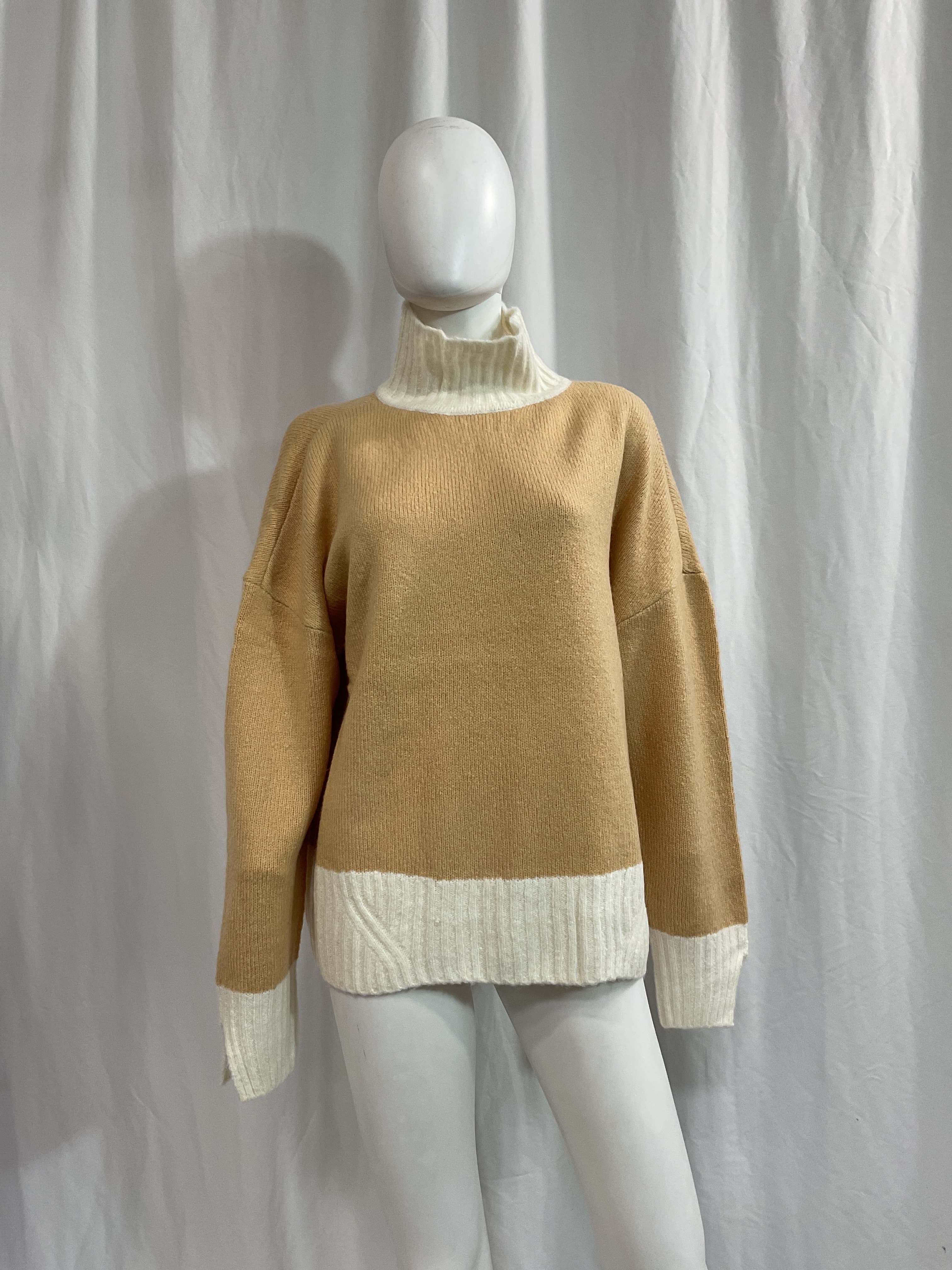 The Andi Contrast Rib Turtleneck Wool & Cashmere Blend Sweater - Image 2