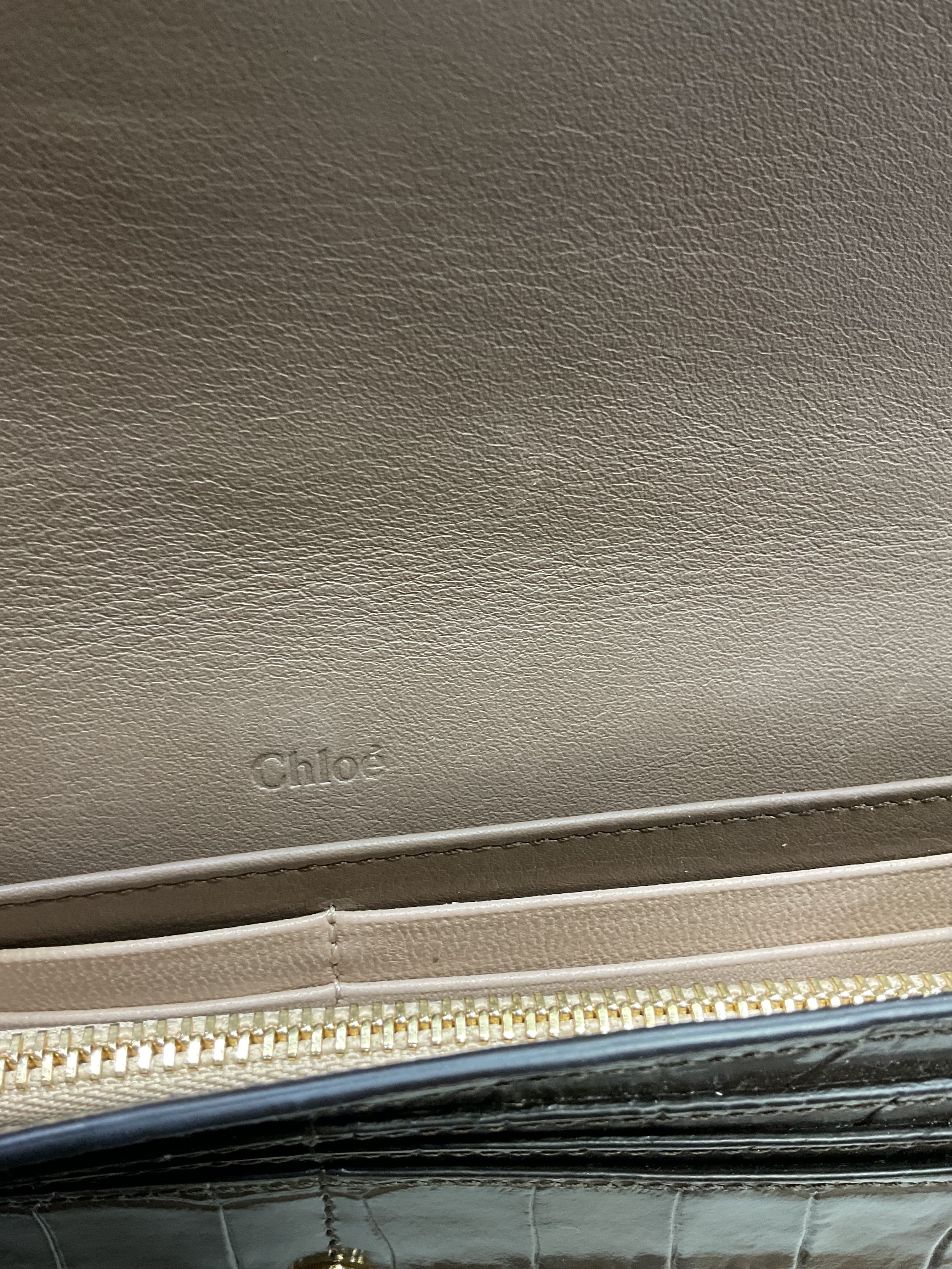 C Embossed Croc Clutch - Image 4