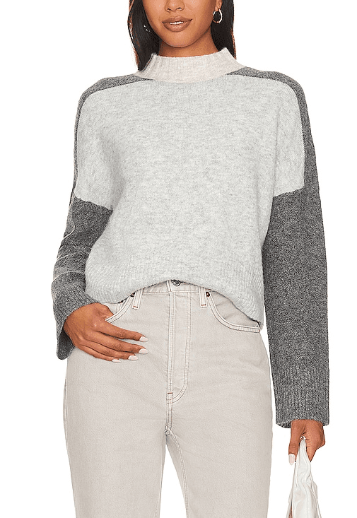Bobbie Colorblock Turtleneck In Heather Grey - Image 1