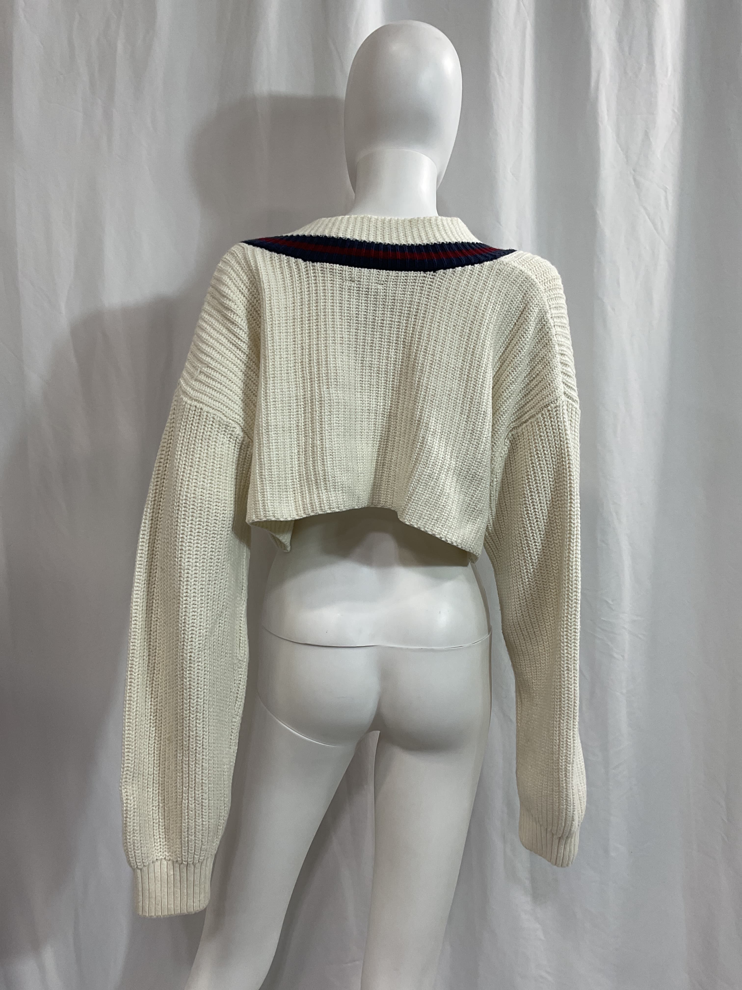 Champion X Danielle Guizio Crop Rib Knit Pullover Sweater In Chalk White - Image 3