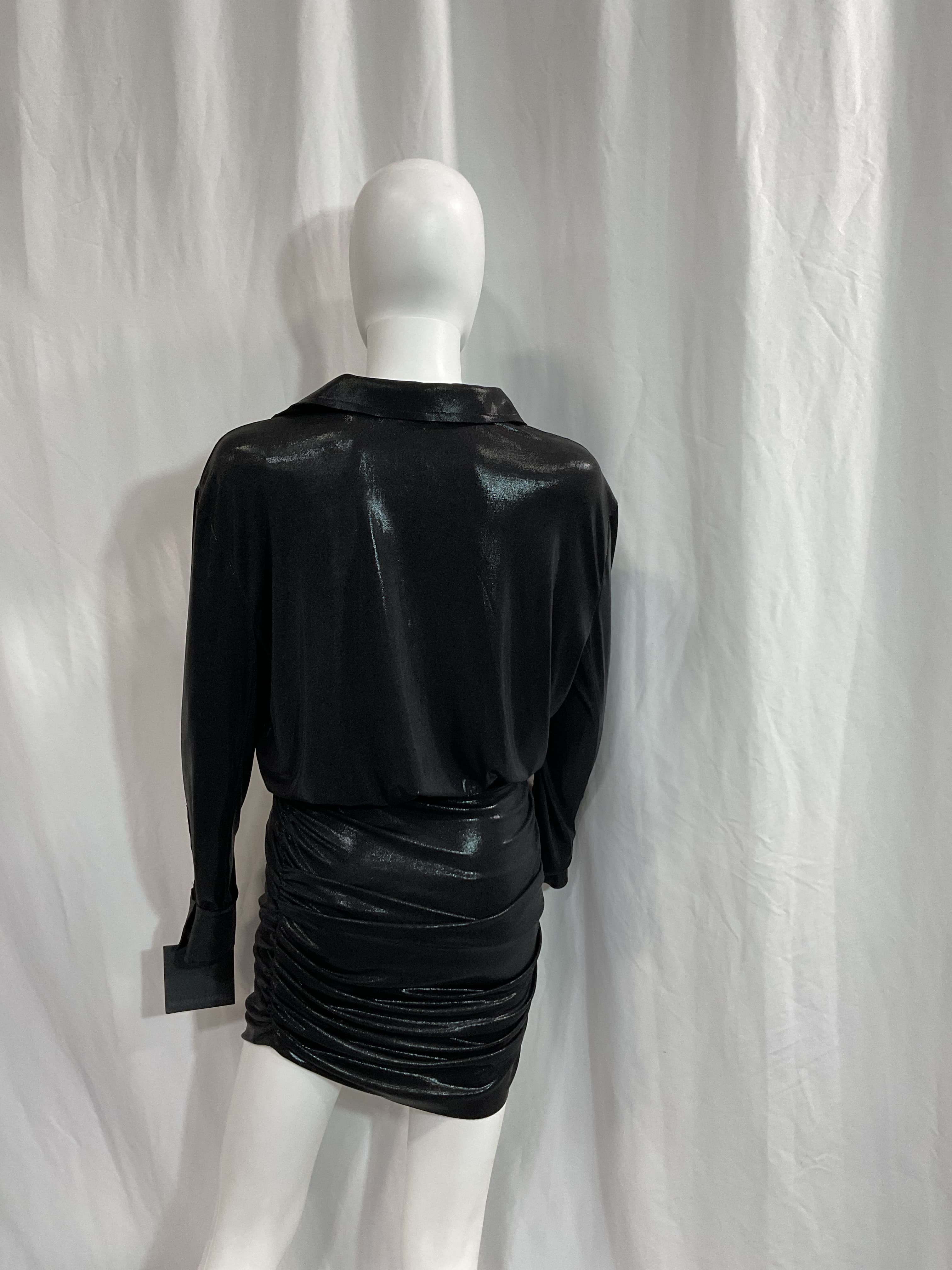 Boyfriend Shirred Shirt Dress In Black - Image 2
