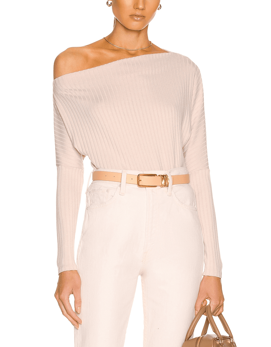 Sweater Rib Slouch Top In Rose Tan - Image 1