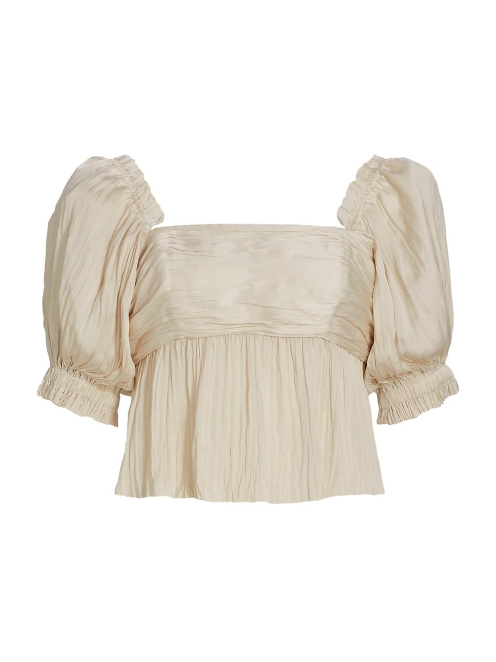 Puff-Sleeve Square-Neck Top - Image 1