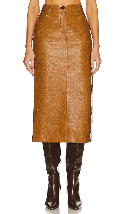 Marlon Midi Skirt In Russet Brown - Image 1