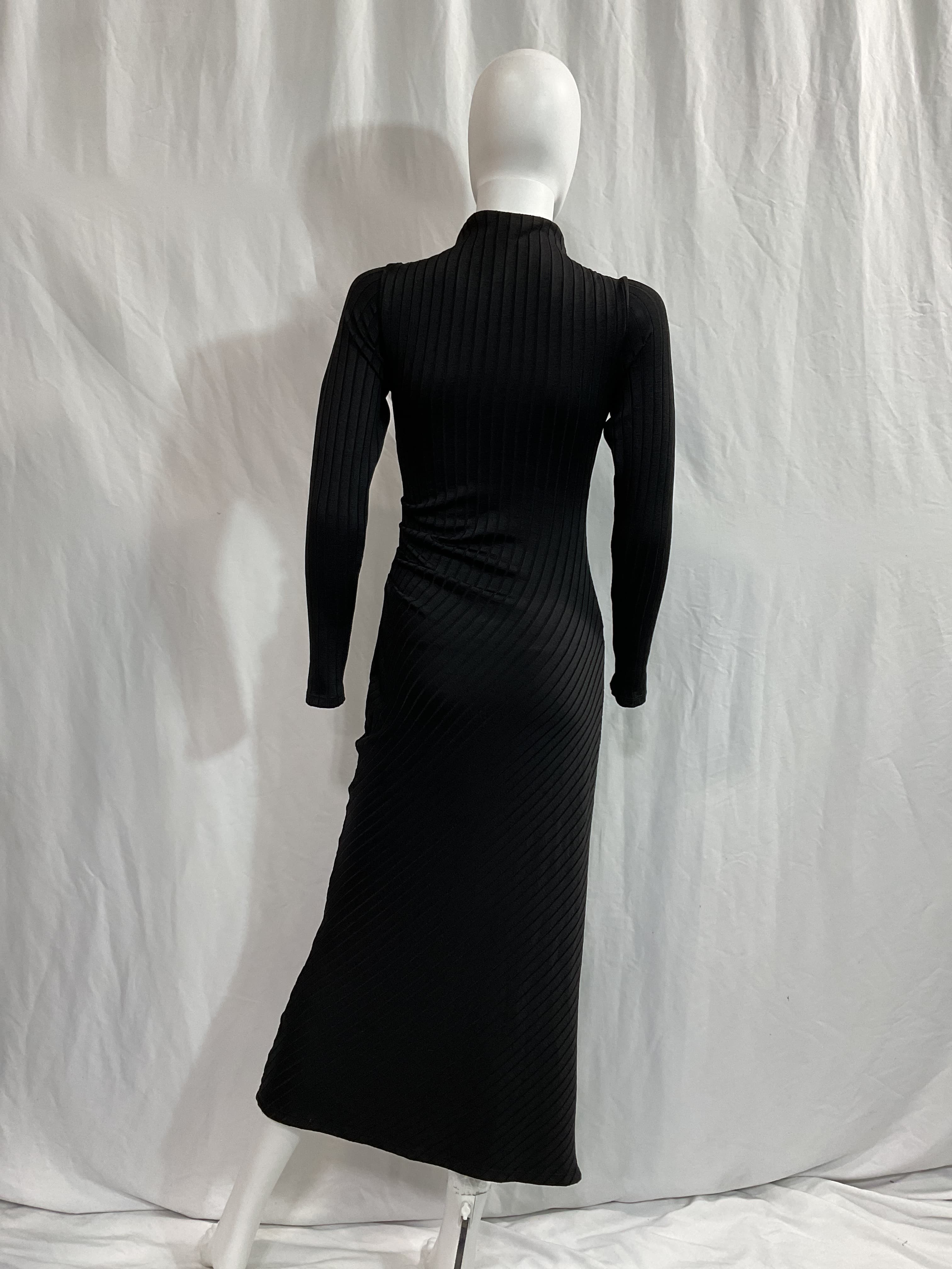 Rib Funnel Neck Midi Dress - Image 2
