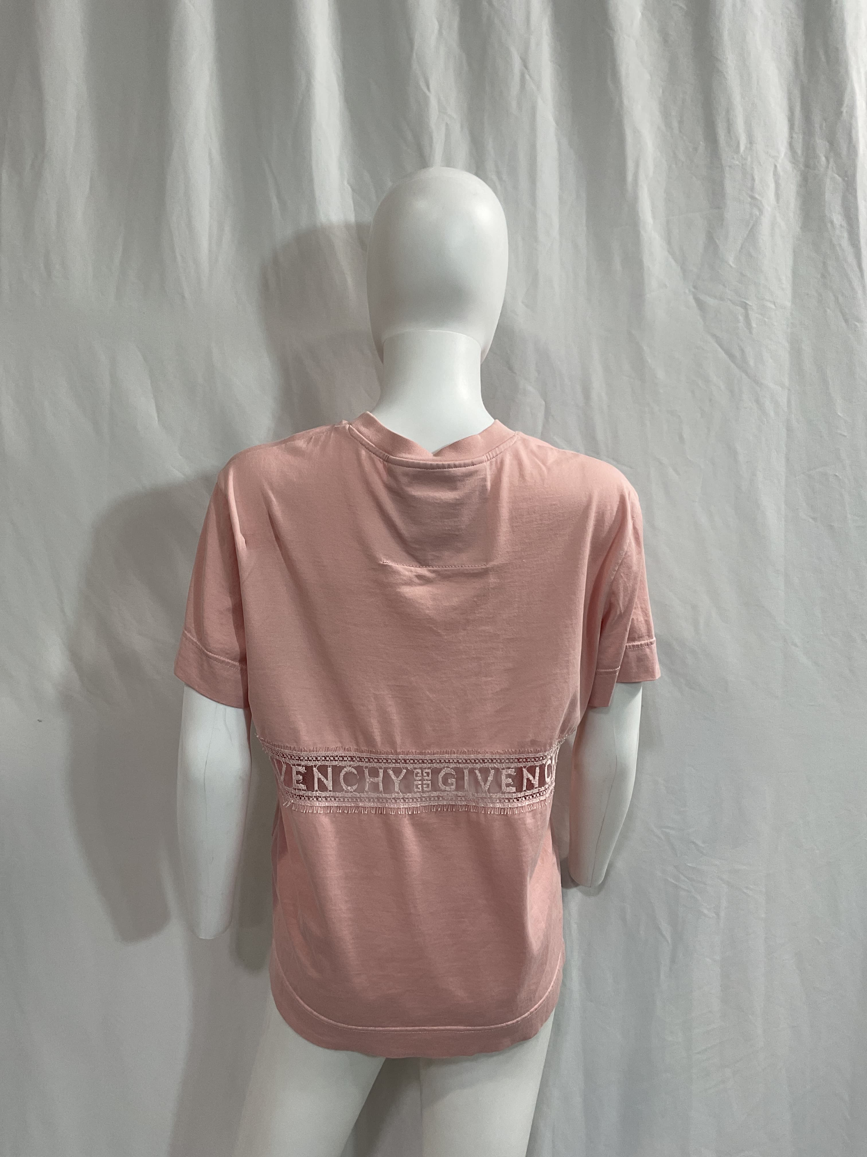 Lace Insert T-Shirt In Nude Pink - Image 3