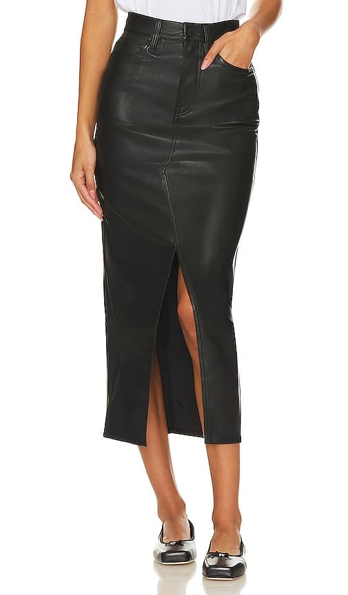 Faux Leather Reconstructed Skirt In Black - Image 1
