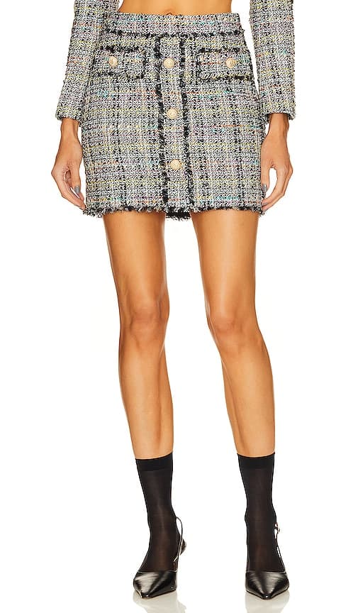 Sandra Tweed Skirt In Black Rainbow - Image 1