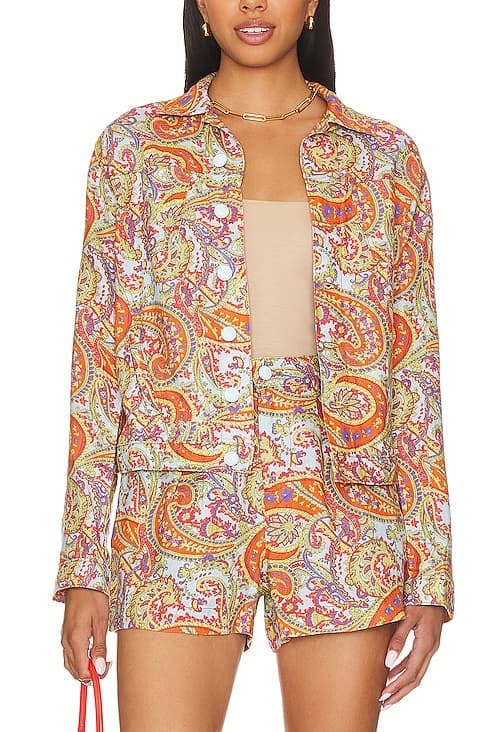 Celine Slime Jacket In Light Blue Vintage Paisley - Image 1