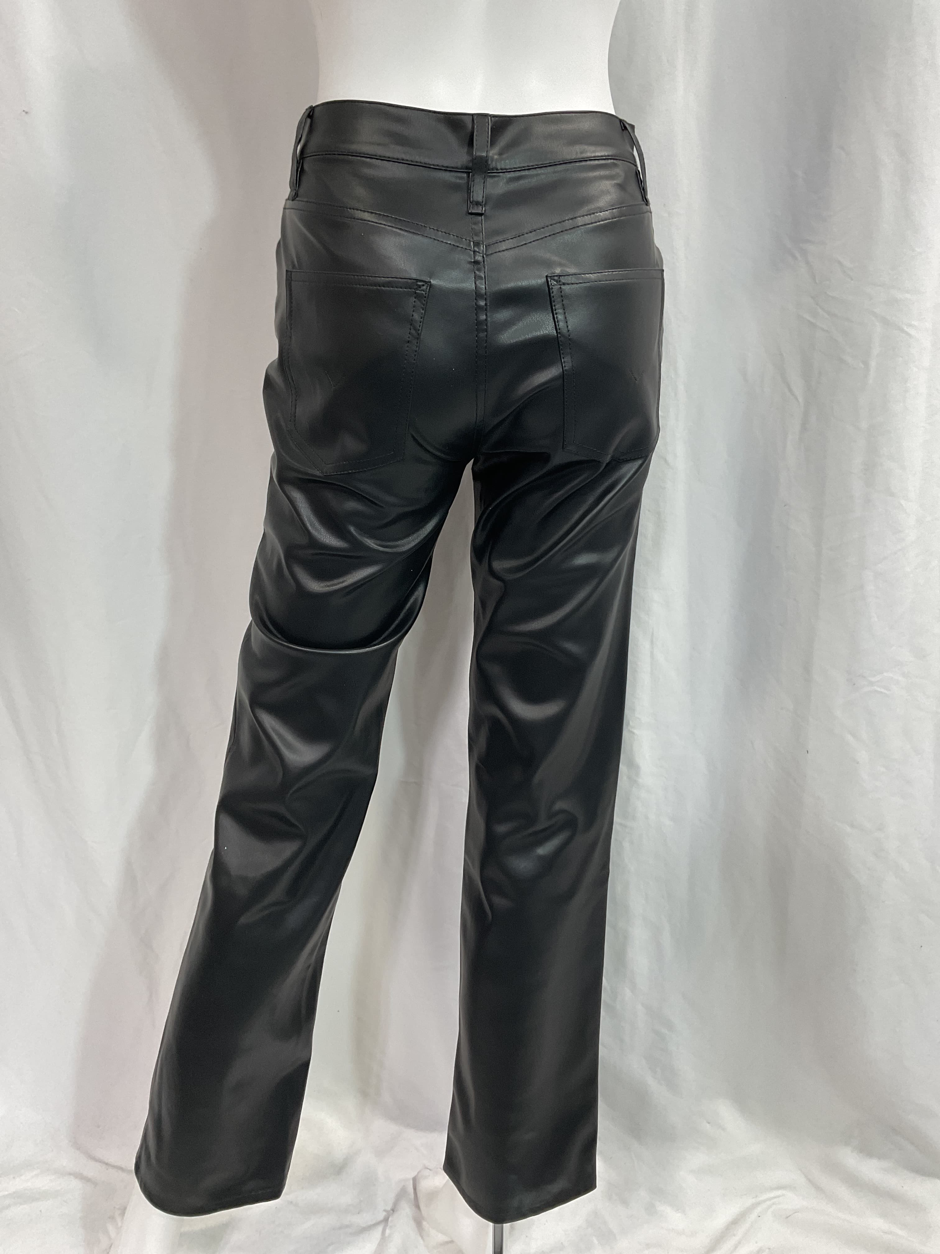Remi Faux Leather High Rise Straight In Black - Image 2