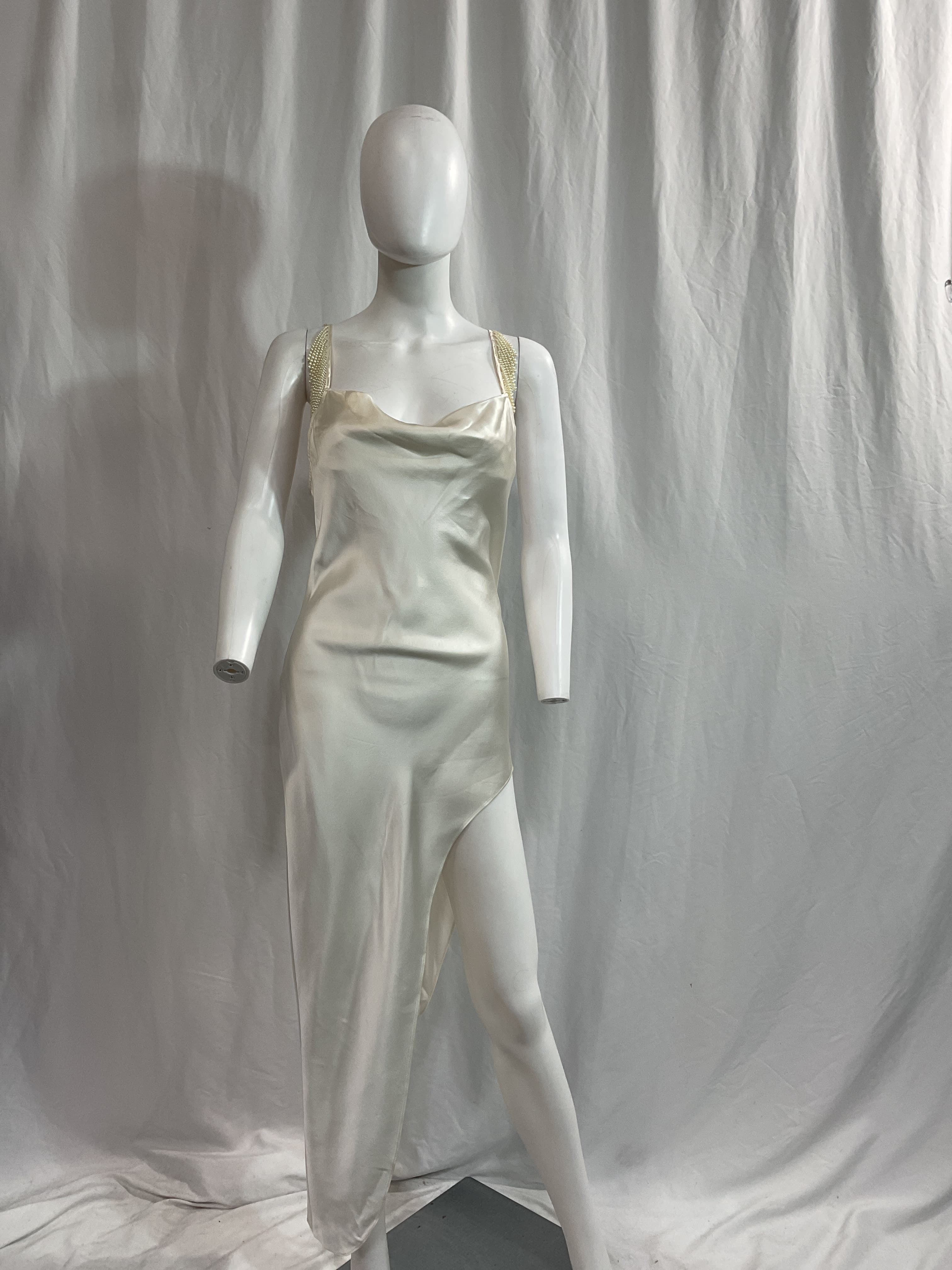 Cowl Neck Dress With Pearl Tassels - Image 4