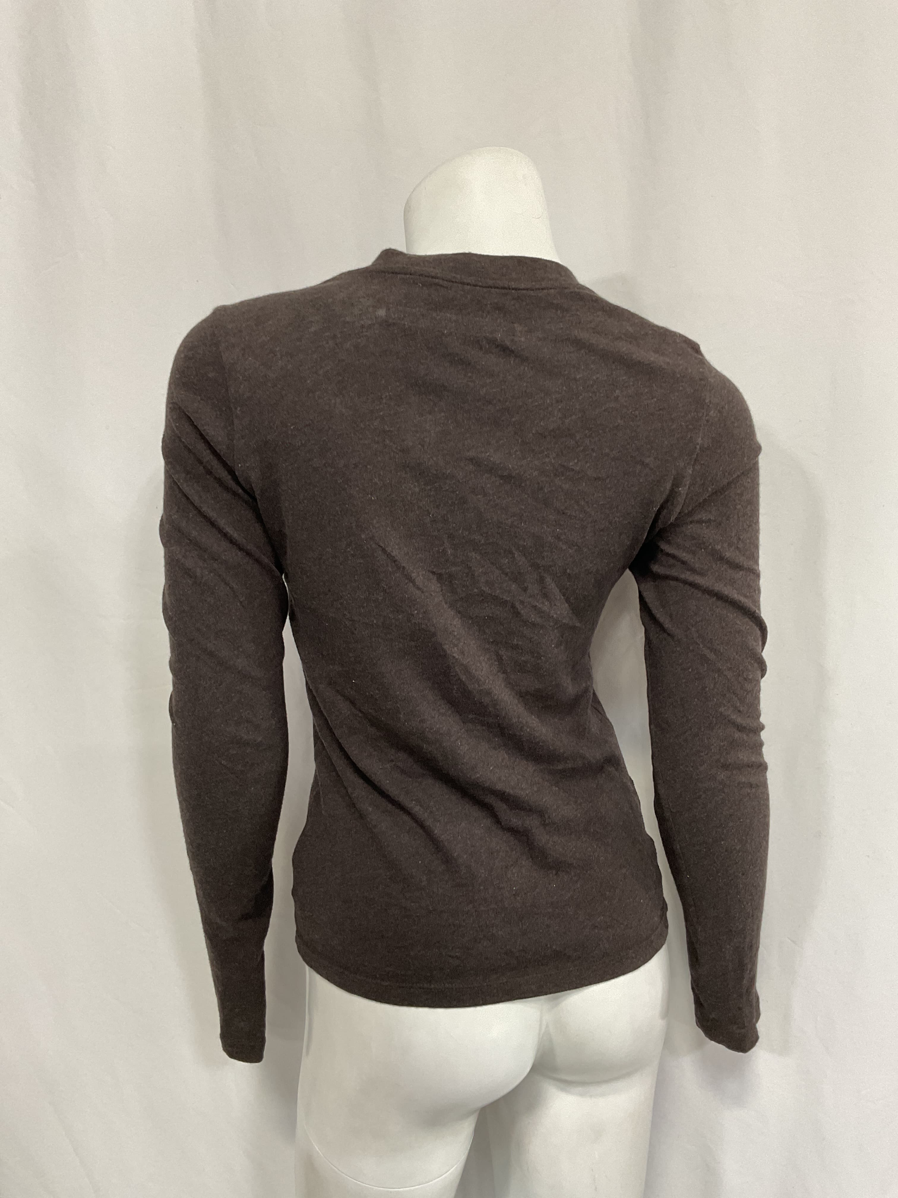 Cashmere Long Sleeve Cardigan In Dark Brown - Image 3