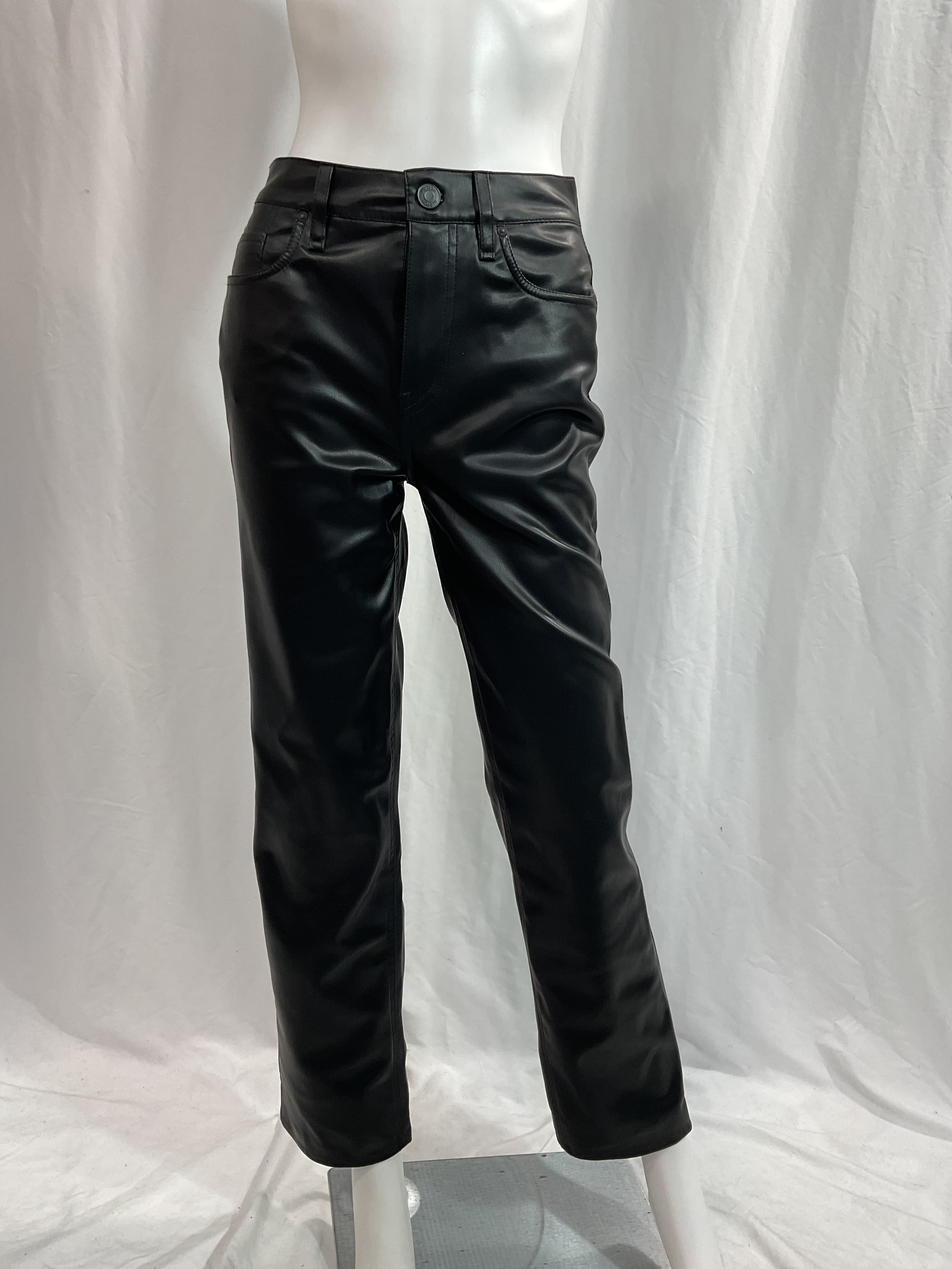 Remi Faux Leather High Rise Straight In Black - Image 4