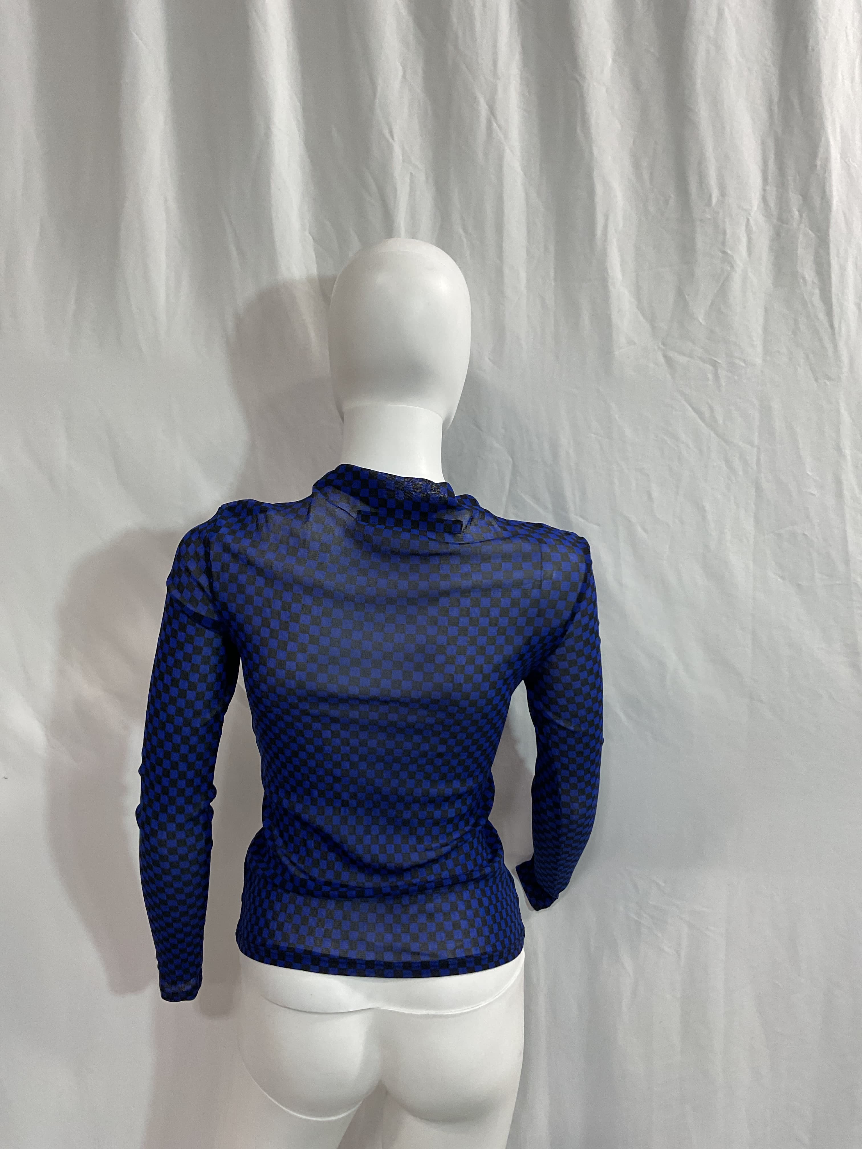 Mech Twist Top In Black & Baltic Checker - Image 4