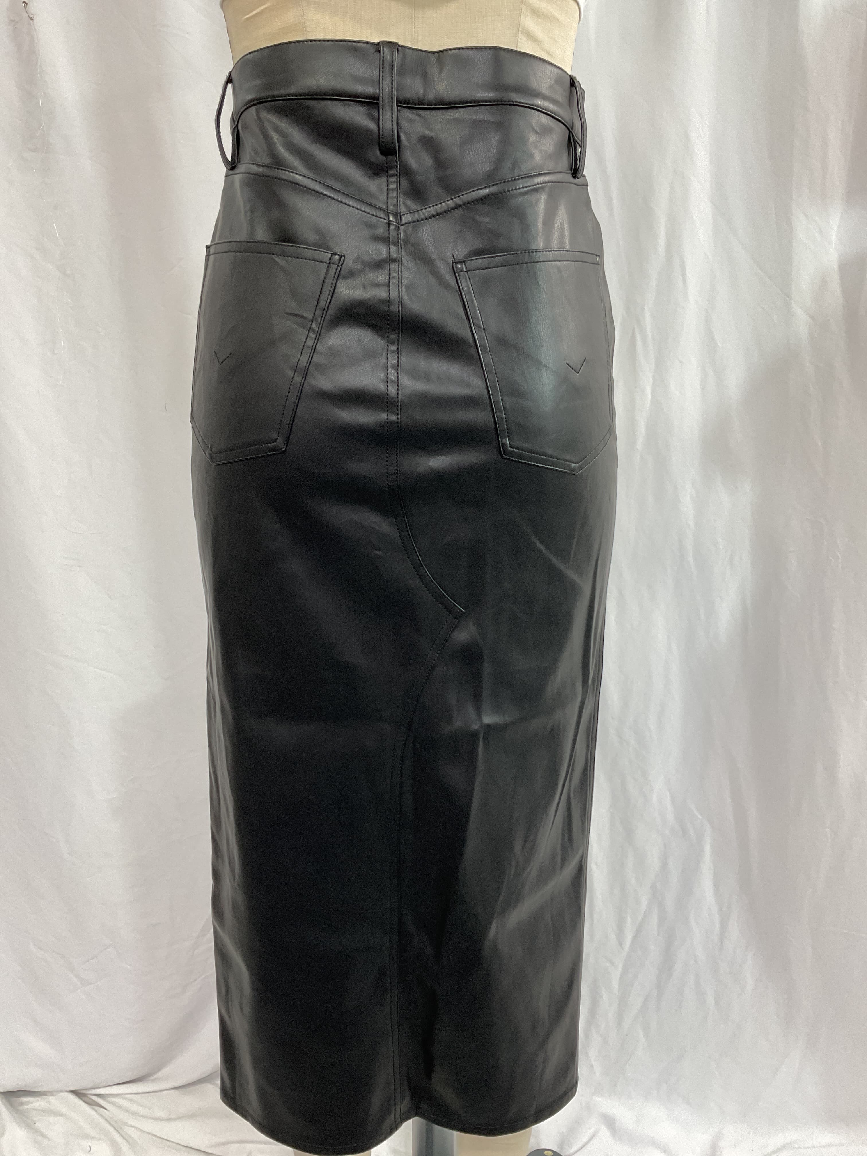Faux Leather Reconstructed Skirt In Black - Image 4