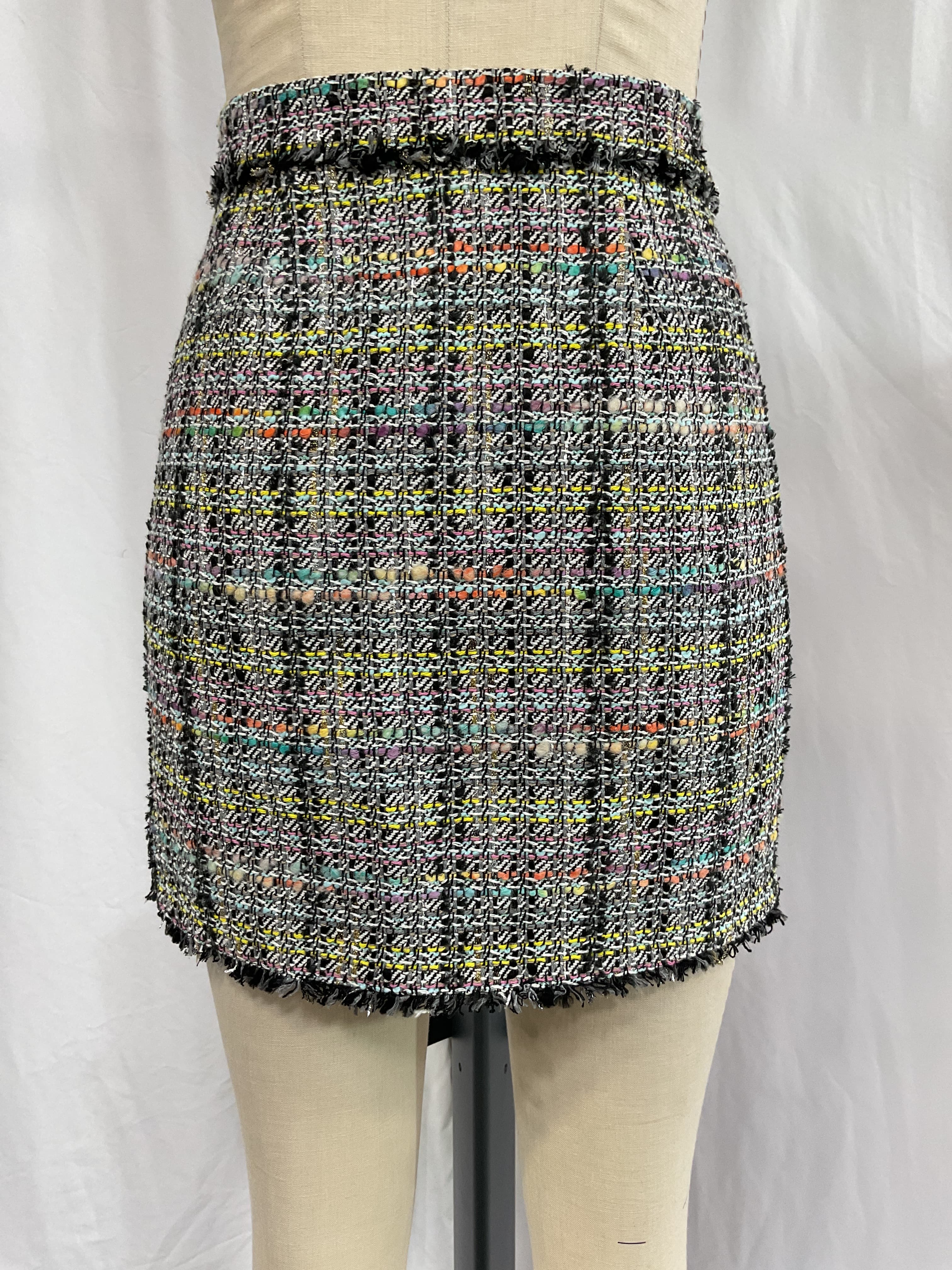 Sandra Tweed Skirt In Black Rainbow - Image 3