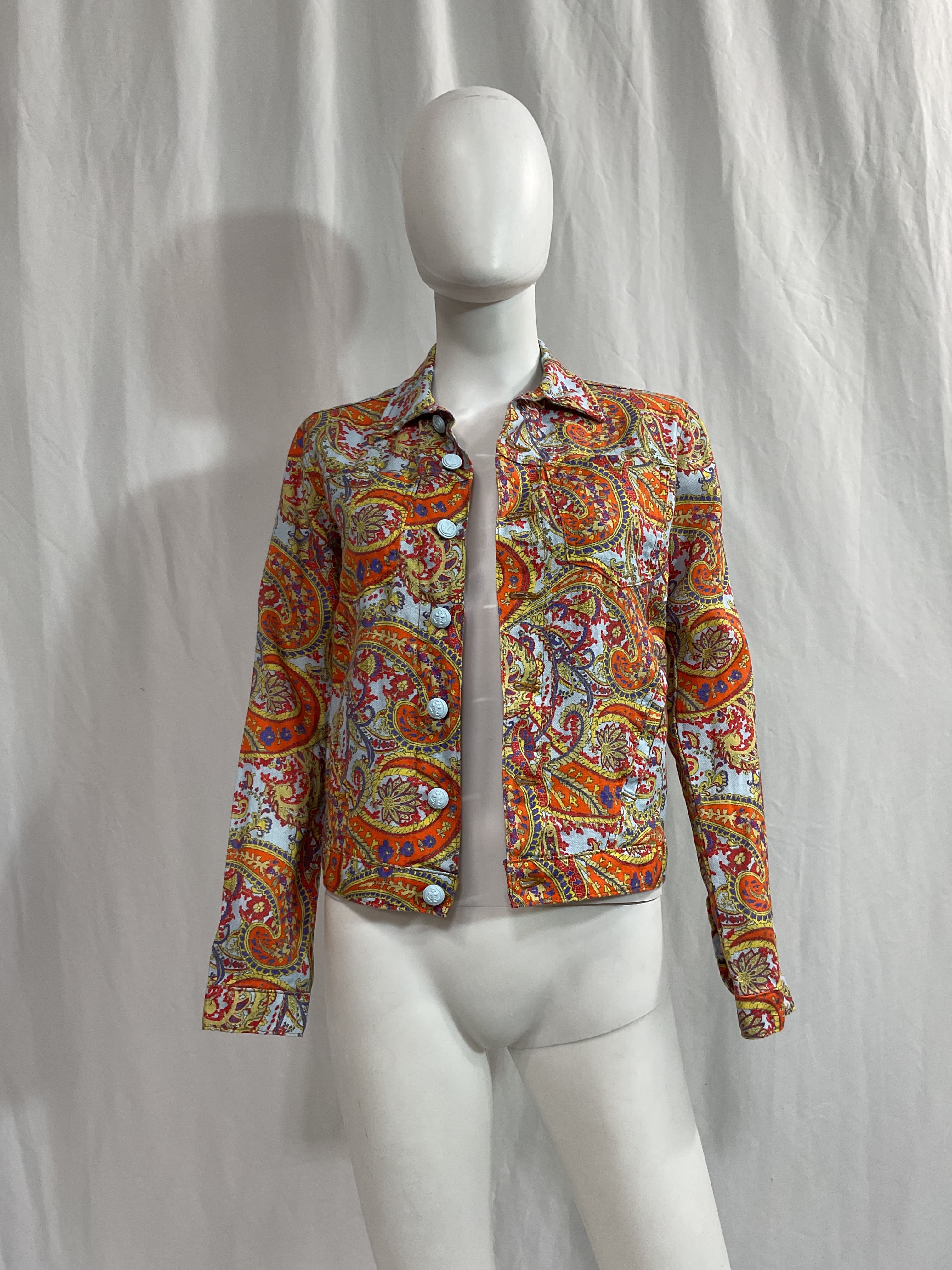 Celine Slime Jacket In Light Blue Vintage Paisley - Image 3