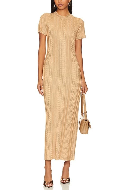 Valleta Midi Dress In Gold Shimmer Knit - Image 1