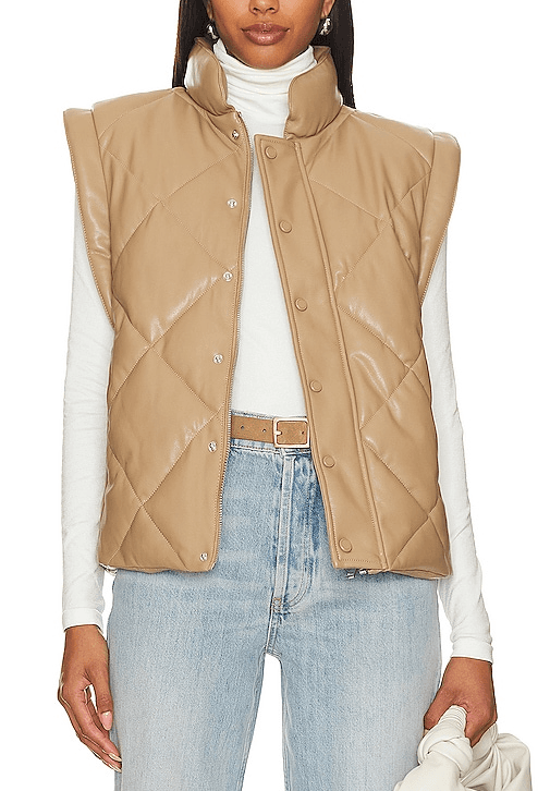 Candice Puffer Vest In Chai - Image 1