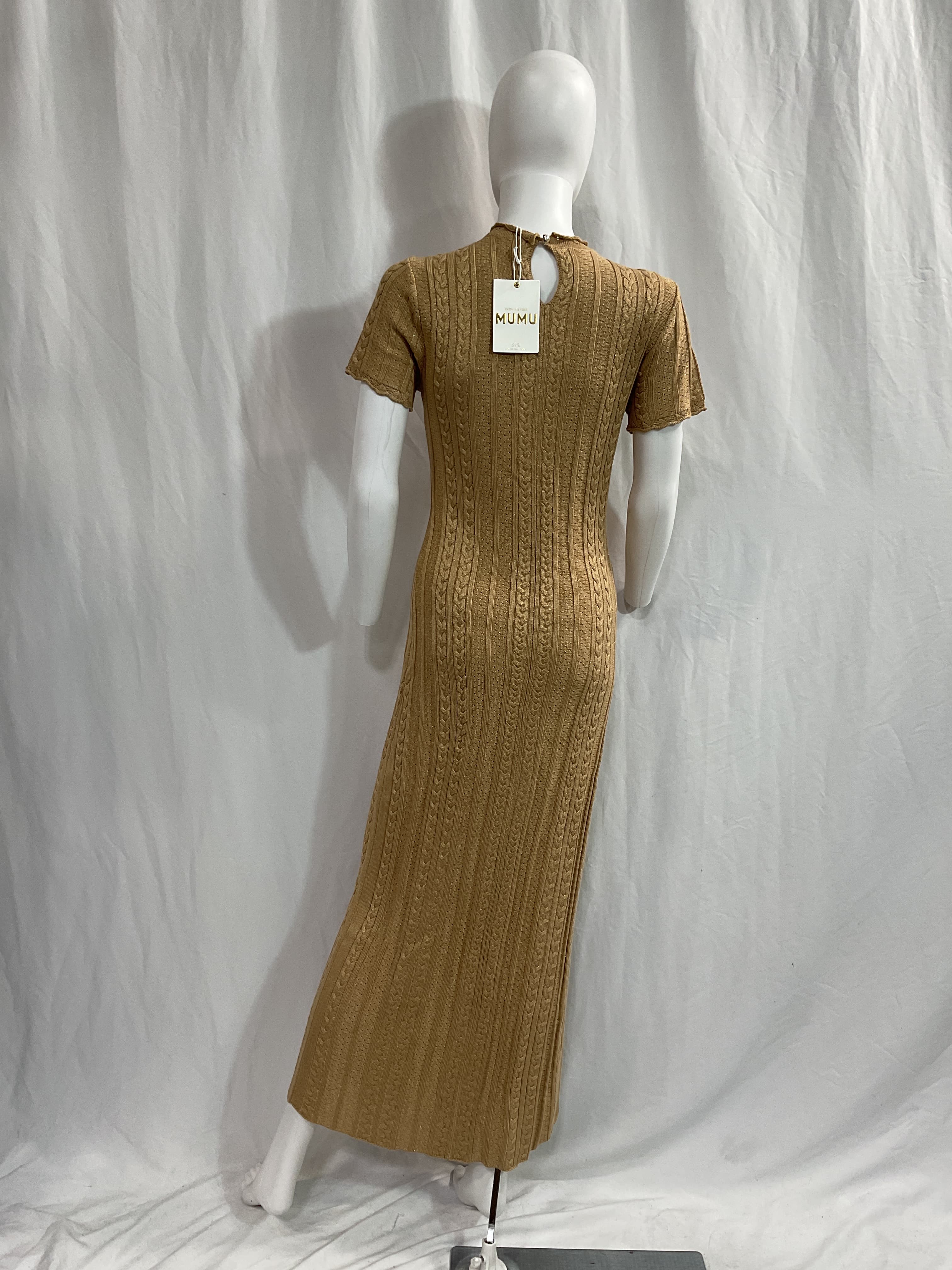 Valleta Midi Dress In Gold Shimmer Knit - Image 2