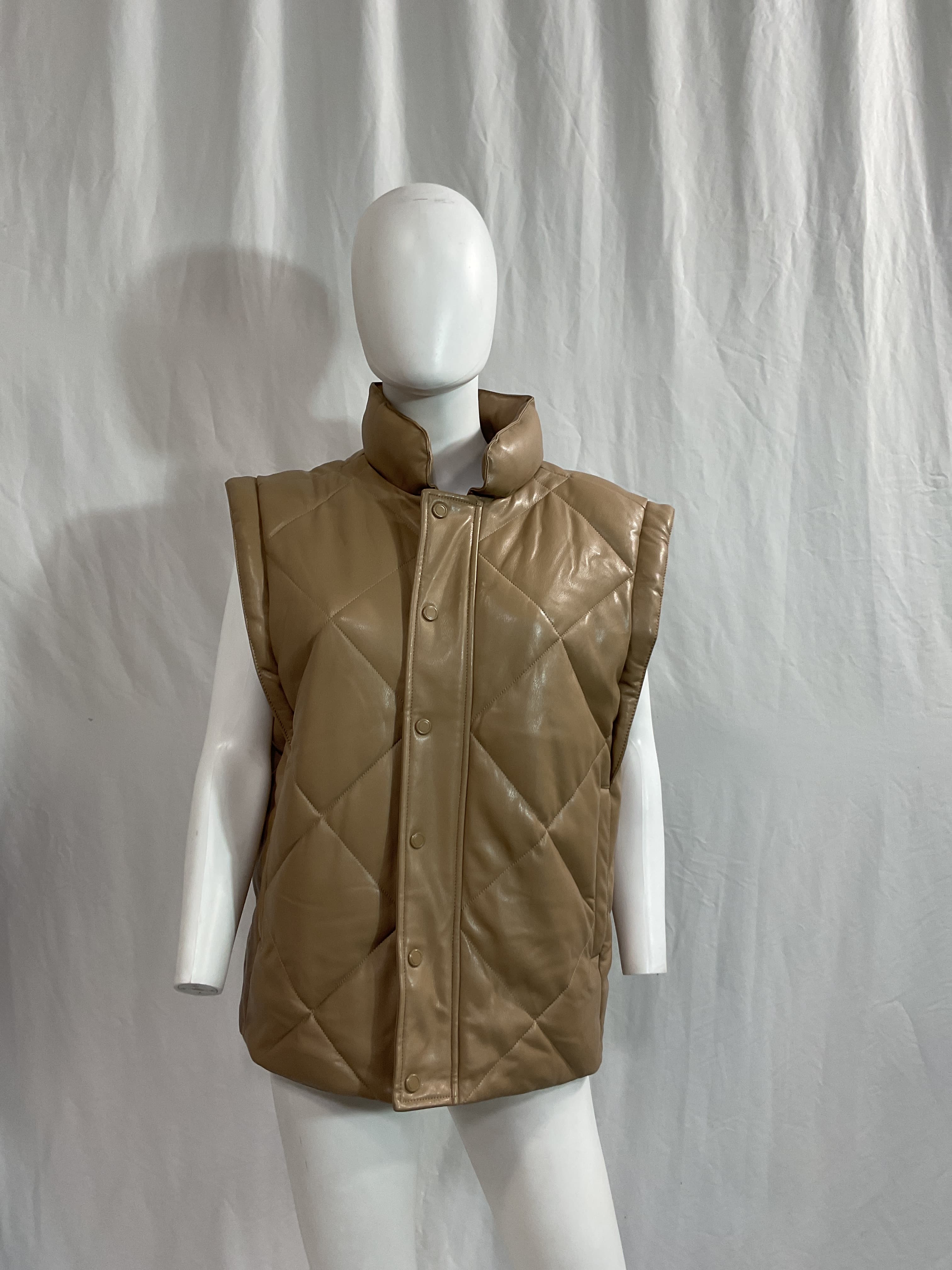Candice Puffer Vest In Chai - Image 3
