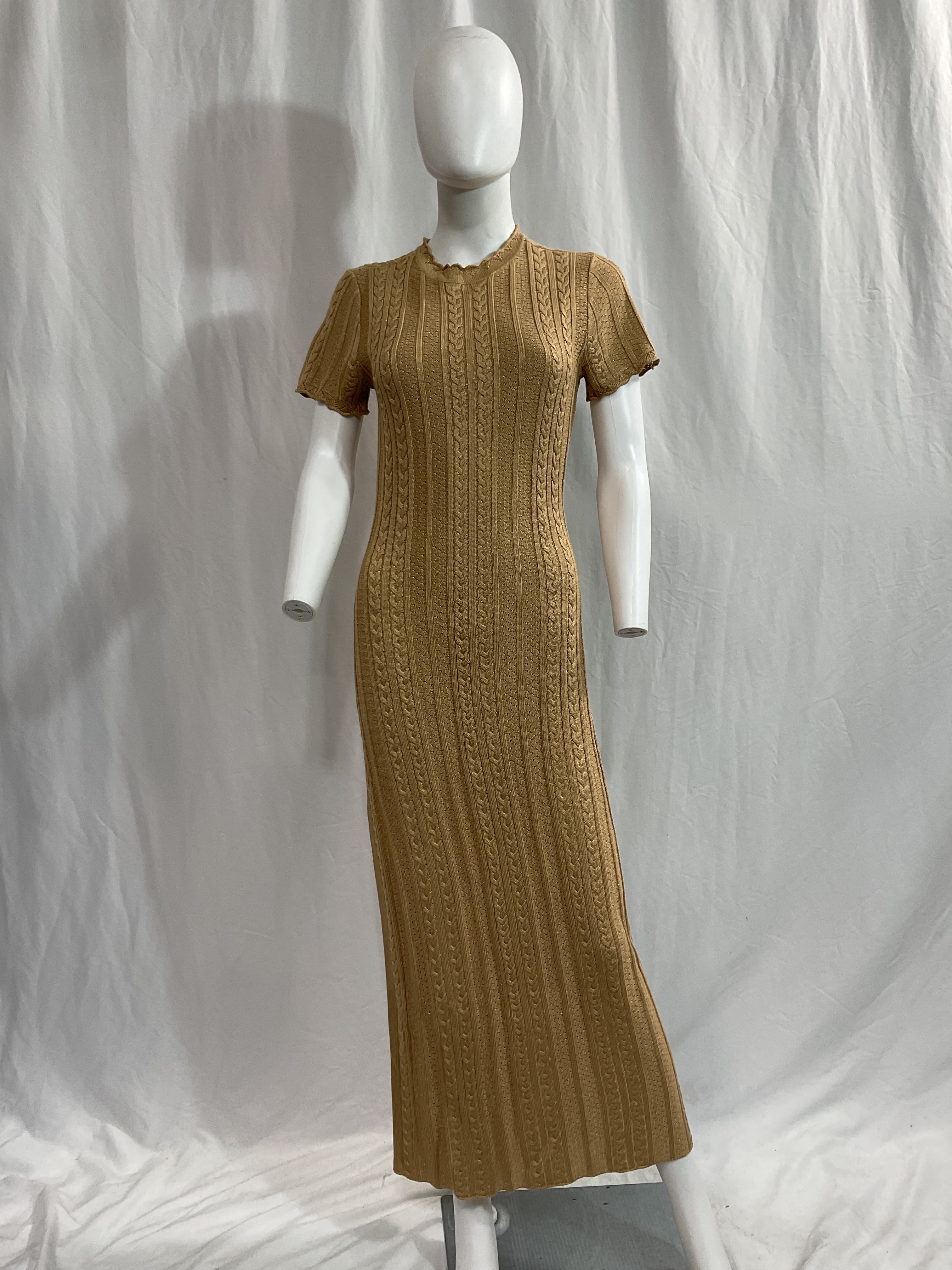 Valleta Midi Dress In Gold Shimmer Knit - Image 3