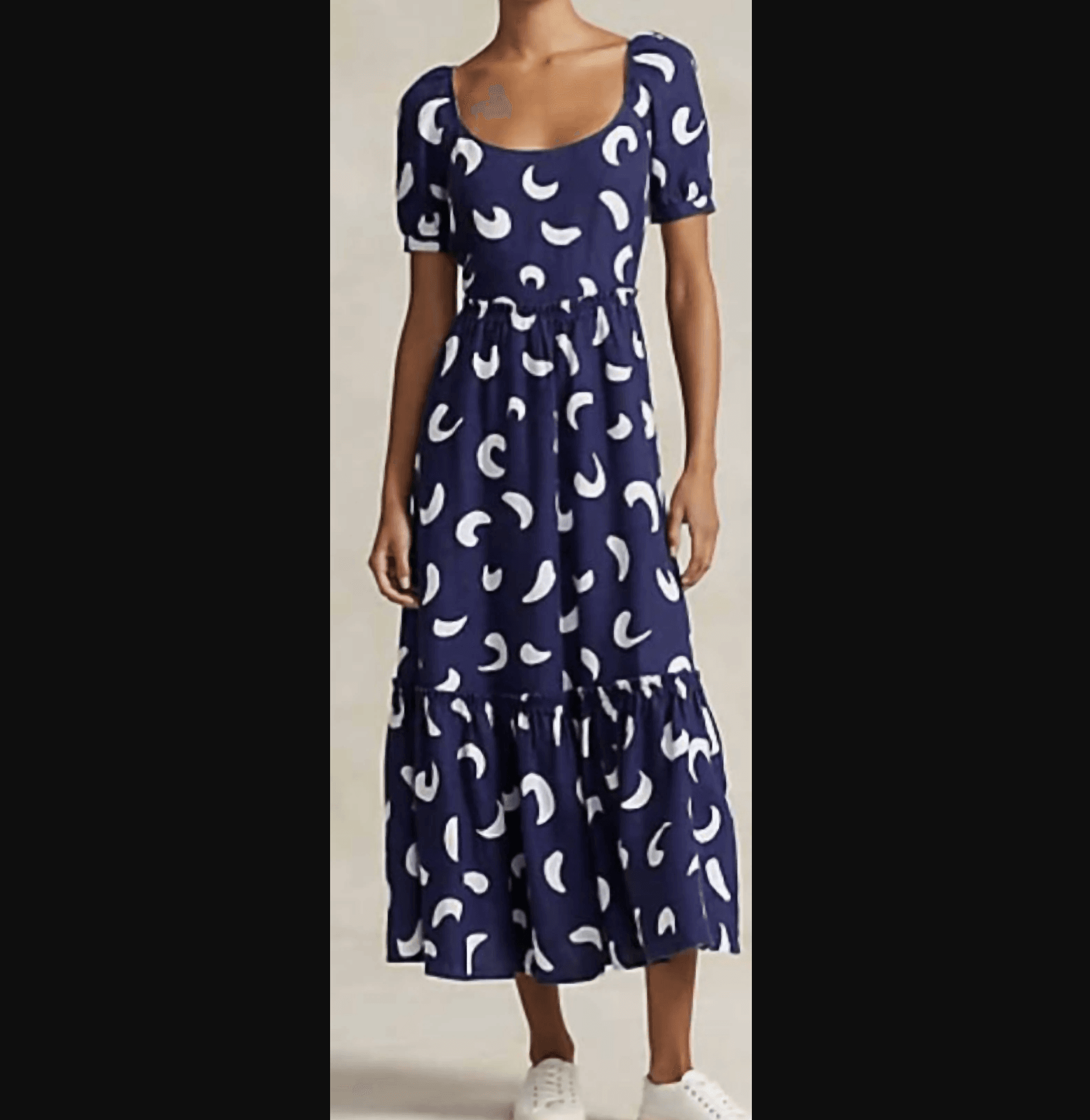 Kai Brushstroke Motif Tiered Linen Dress - Image 1