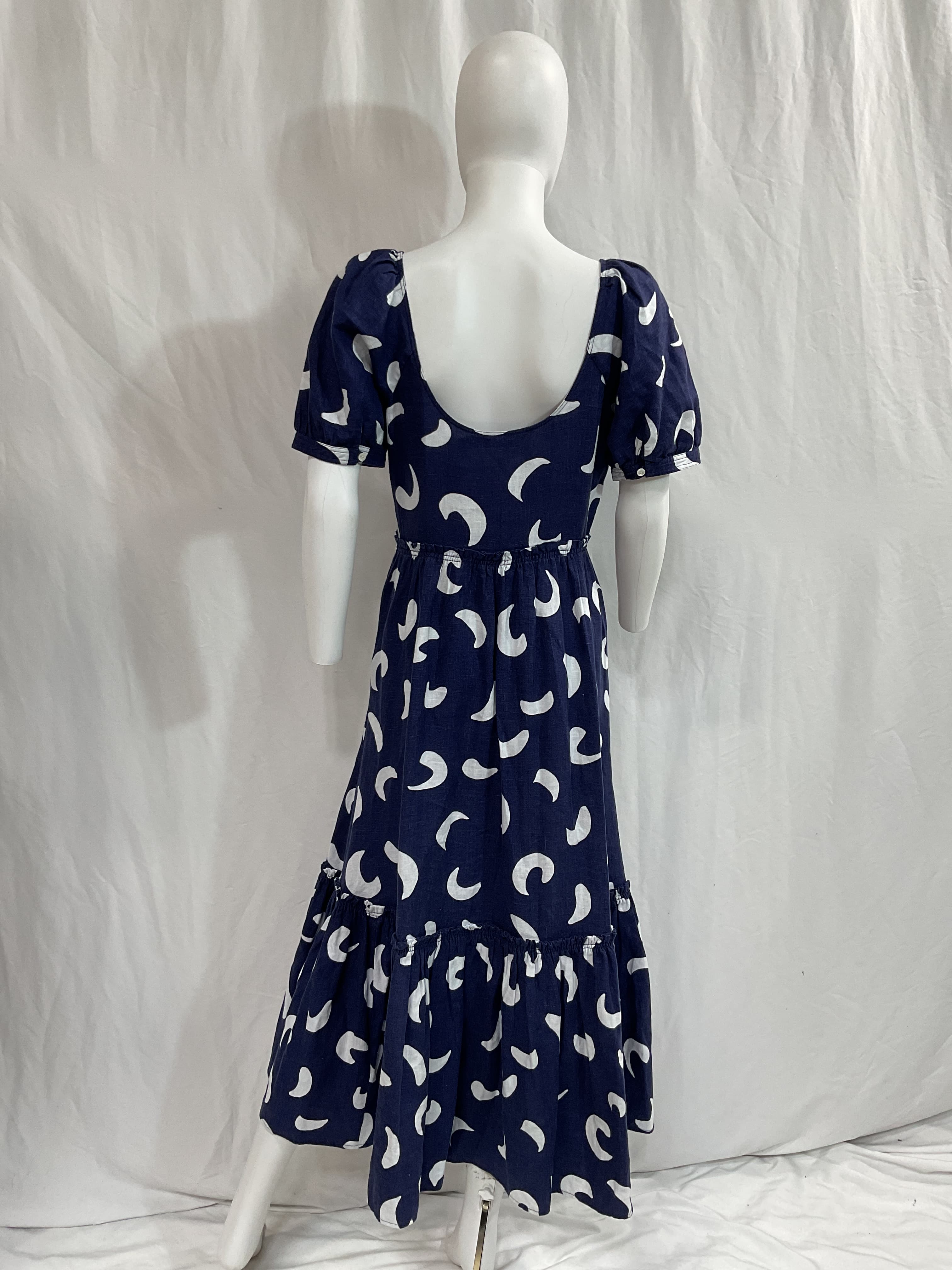 Kai Brushstroke Motif Tiered Linen Dress - Image 2